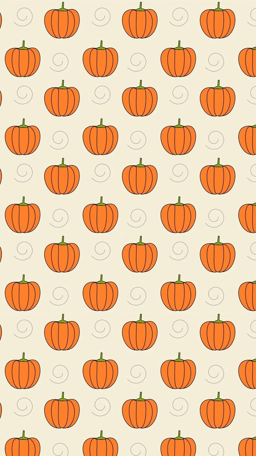 orange pumpkins, green stems, cream background, Full HD Phone Wallpaper