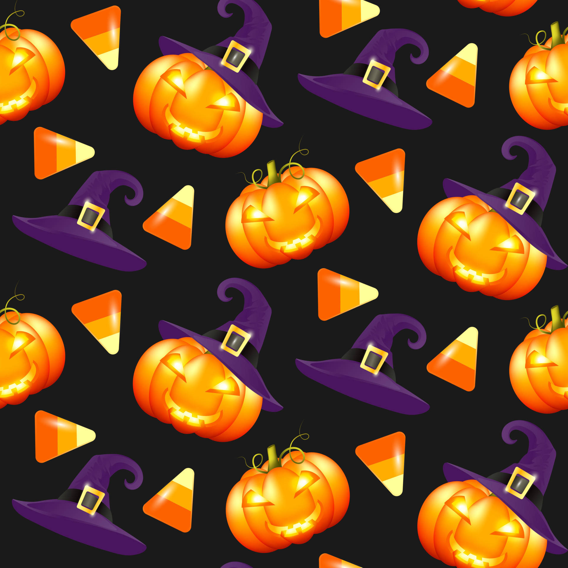 Halloween Pumpkin, jack-o-lanterns, witch hats, Full HD Desktop Wallpaper