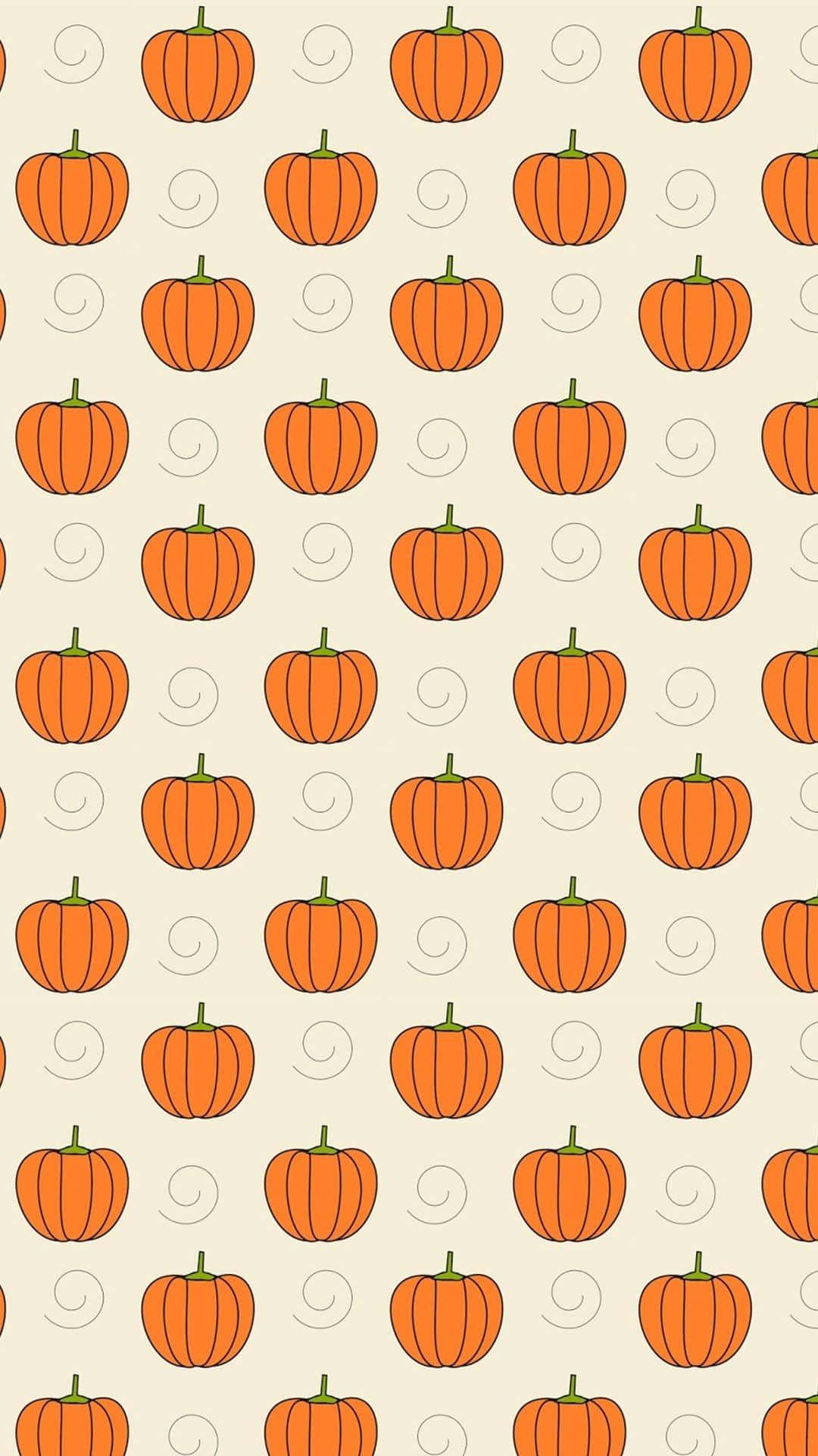 orange pumpkins, green stems, cream background, Full HD Phone Wallpaper