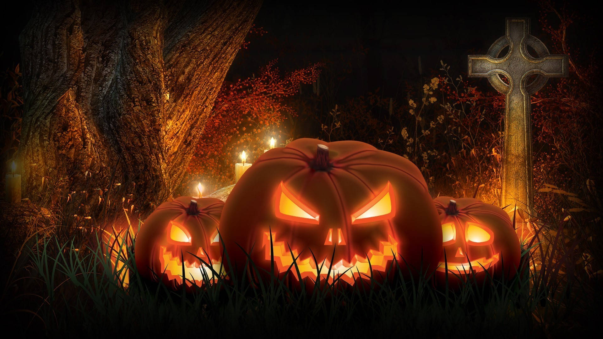 Halloween, iPad, jack-o'-lanterns, Full HD Desktop Wallpaper