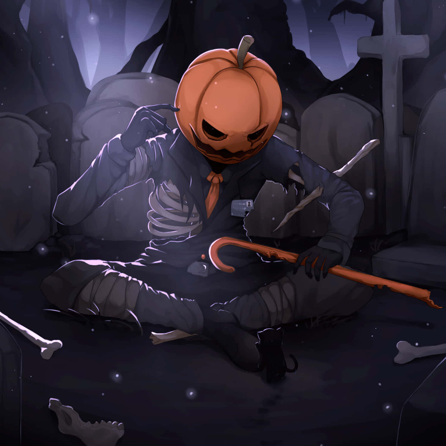 Halloween Pumpkin Man, pumpkin-headed figure, tattered suit, HD Desktop Wallpaper