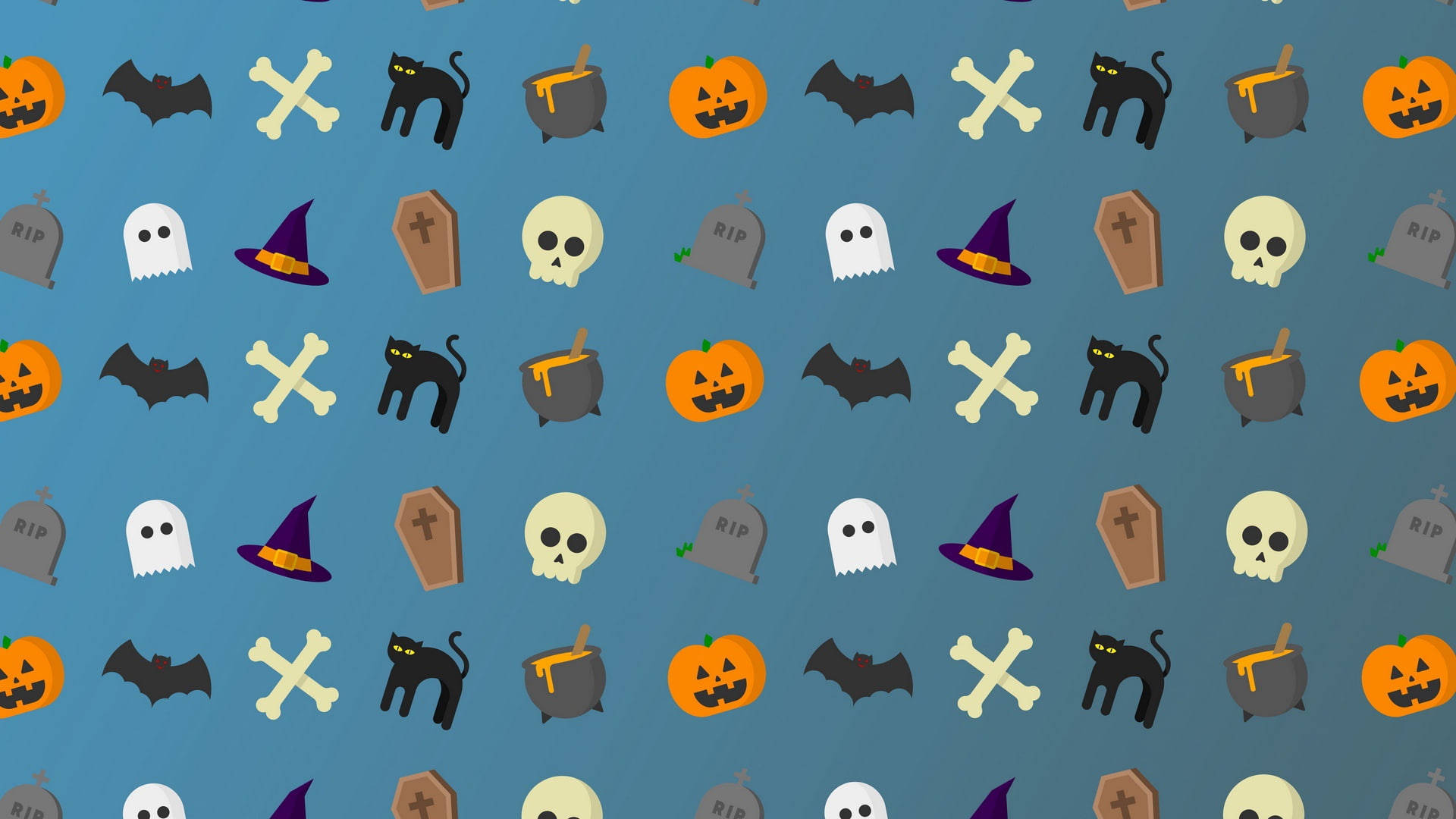 Halloween, pumpkins, skulls, Full HD Desktop Wallpaper