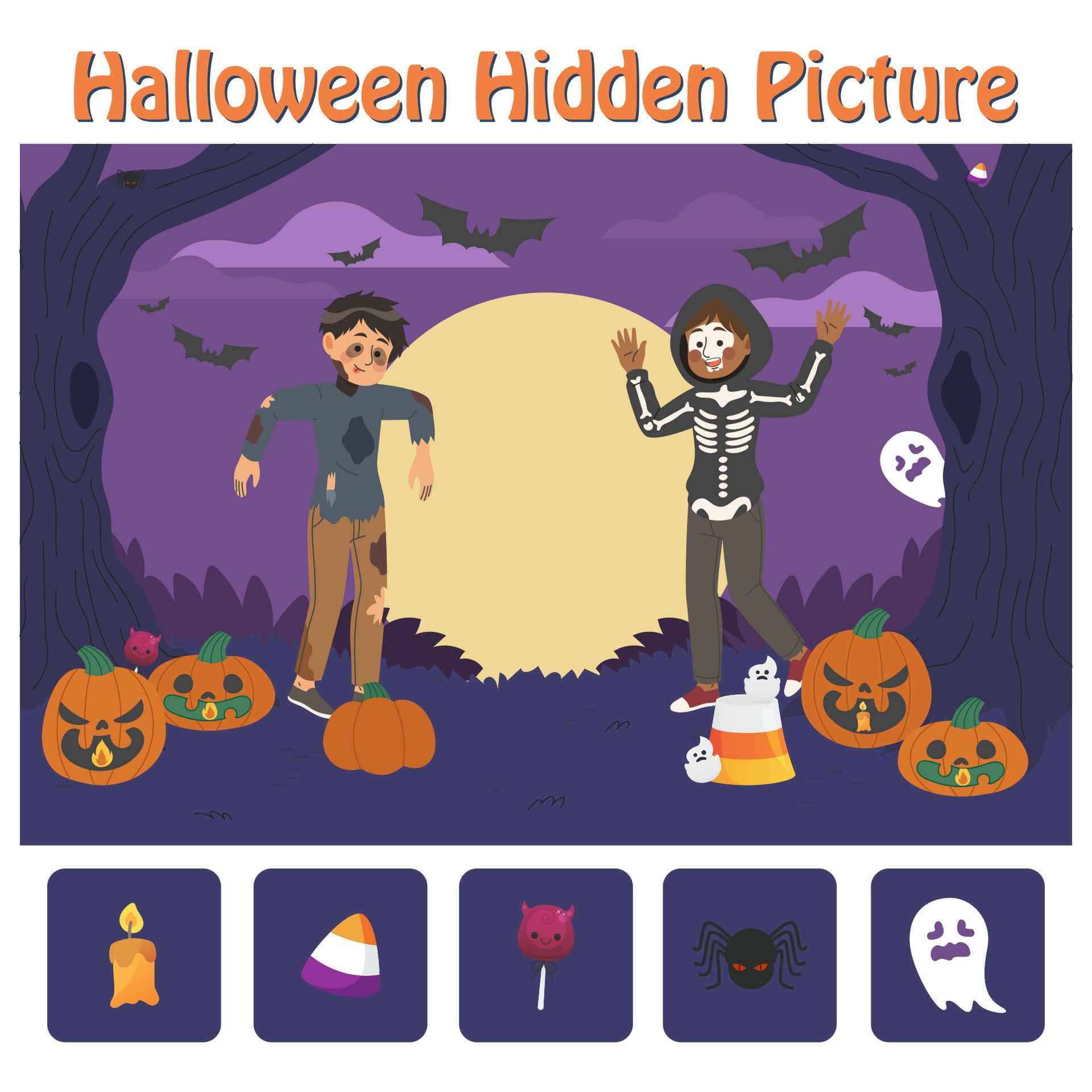 Halloween Puzzles, zombie costumes, skeleton costumes, Full HD Desktop Wallpaper