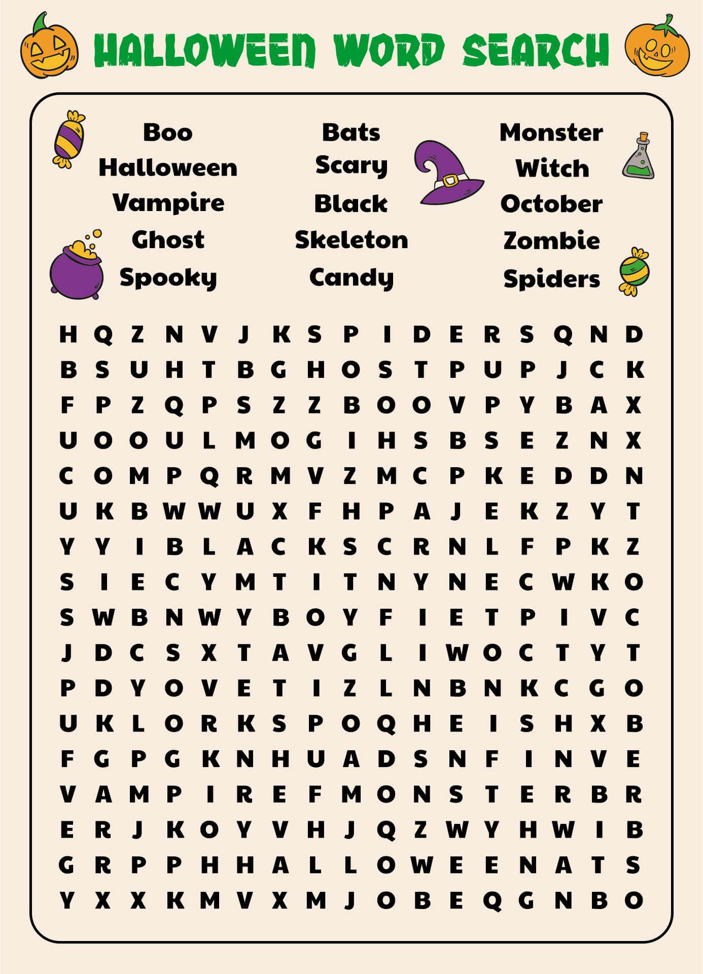 Halloween Puzzles, word search puzzle, vampire, Full HD Phone Wallpaper