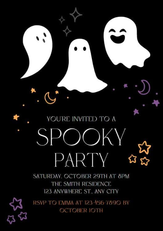 Halloween, white ghosts, black background, SD Phone Wallpaper