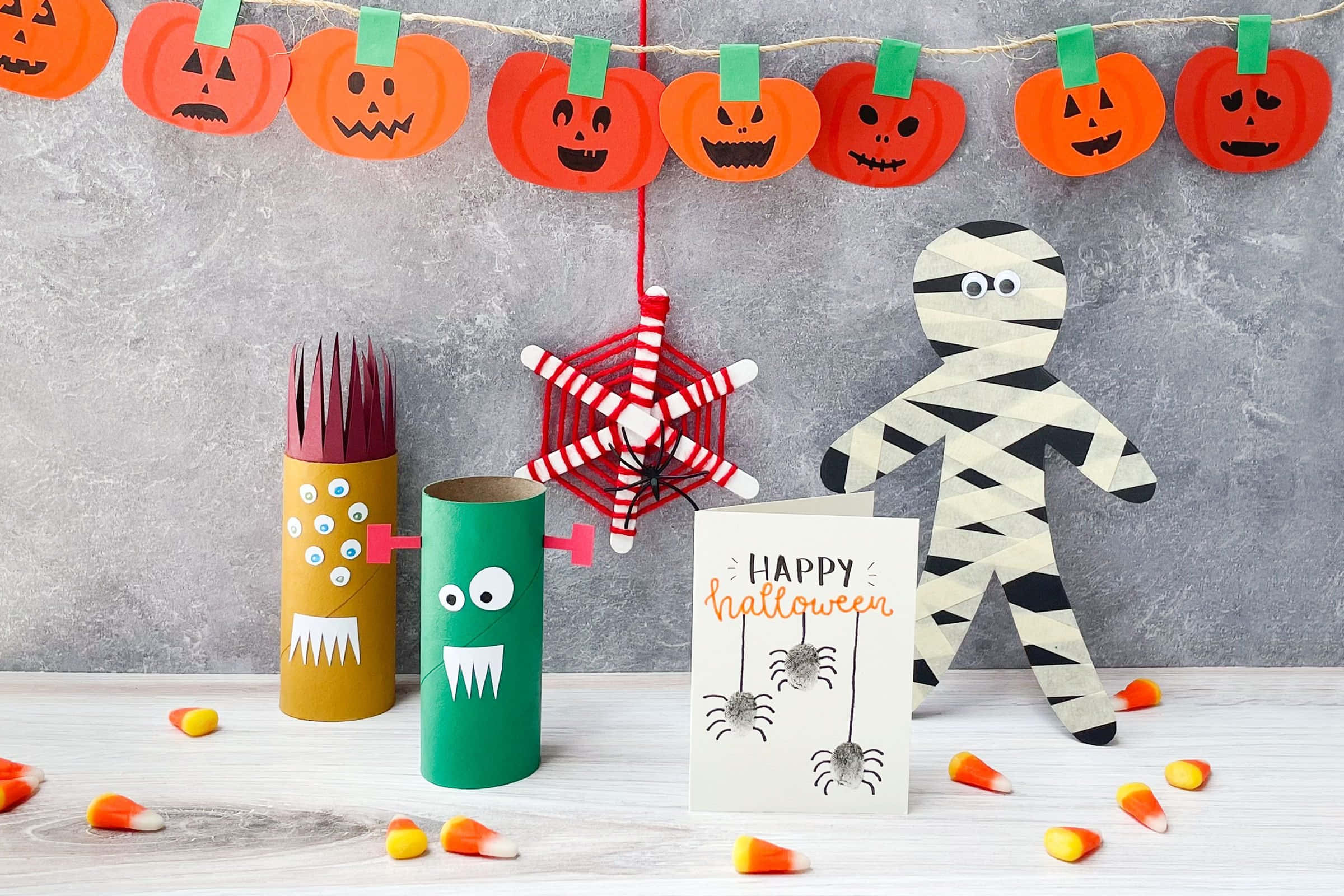 Halloween, pumpkins, mummy, Full HD Desktop Wallpaper