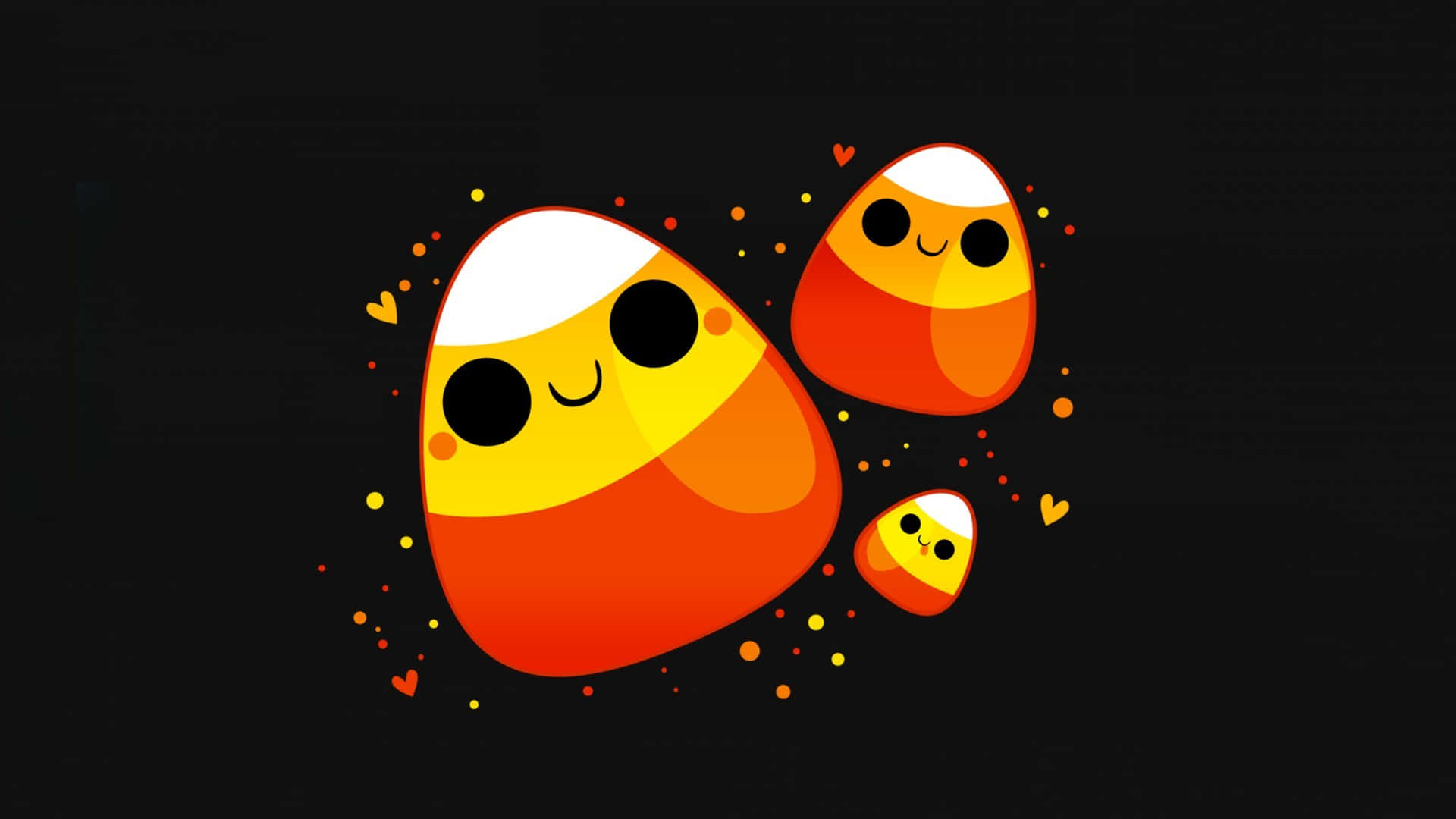 candy corn characters, smiling faces, dark background, Full HD Desktop Wallpaper