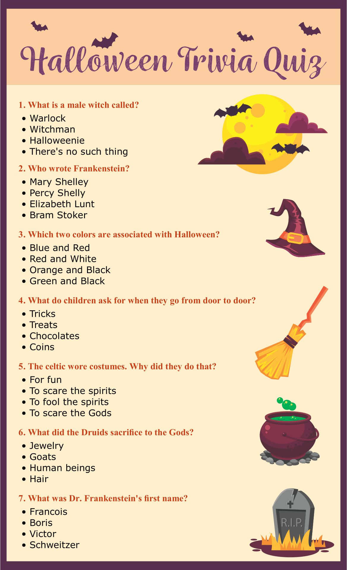 Halloween Trivia, bats, witch hat, Full HD Phone Wallpaper
