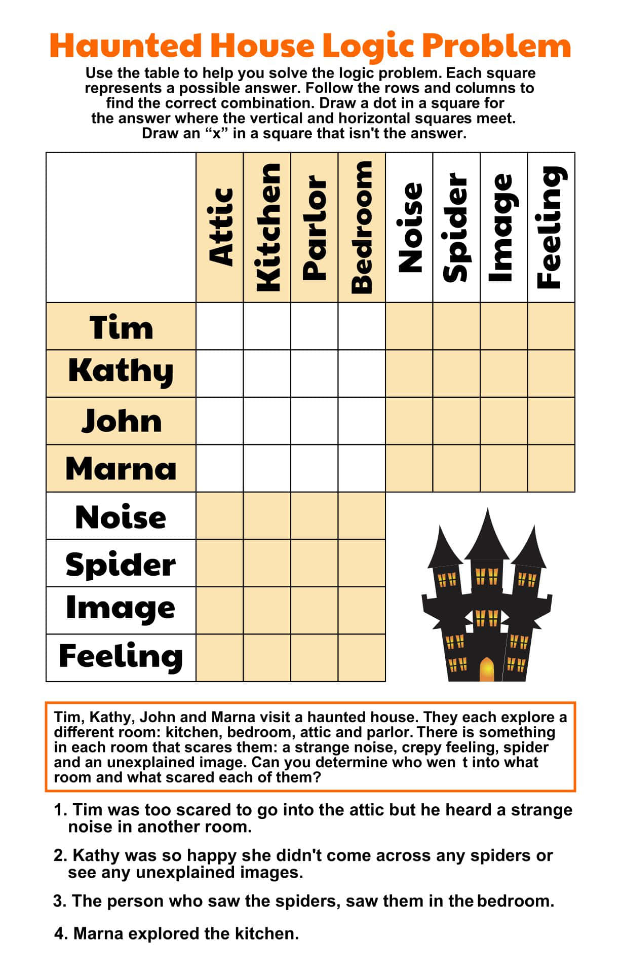 Halloween Puzzles, haunted house illustration, logic puzzle worksheet, Full HD Phone Wallpaper