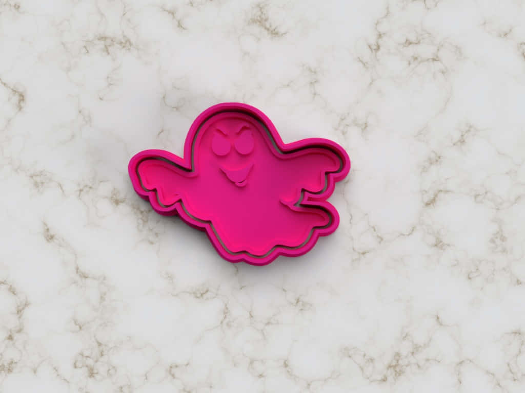 ghost-shaped cookie cutter, bright pink, smiling face, SD Desktop Wallpaper