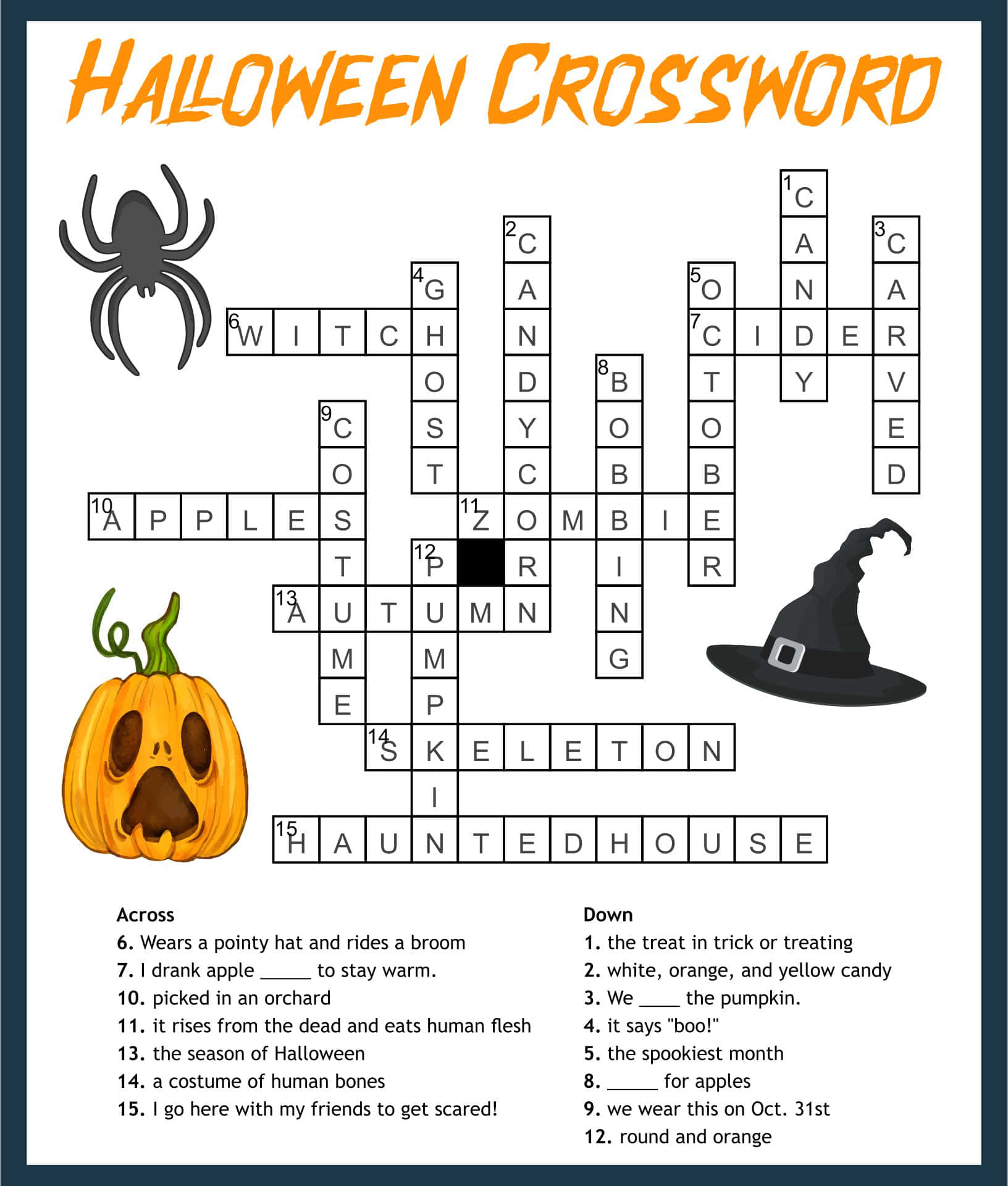 Halloween Puzzles, spider, pumpkin, Full HD Phone Wallpaper