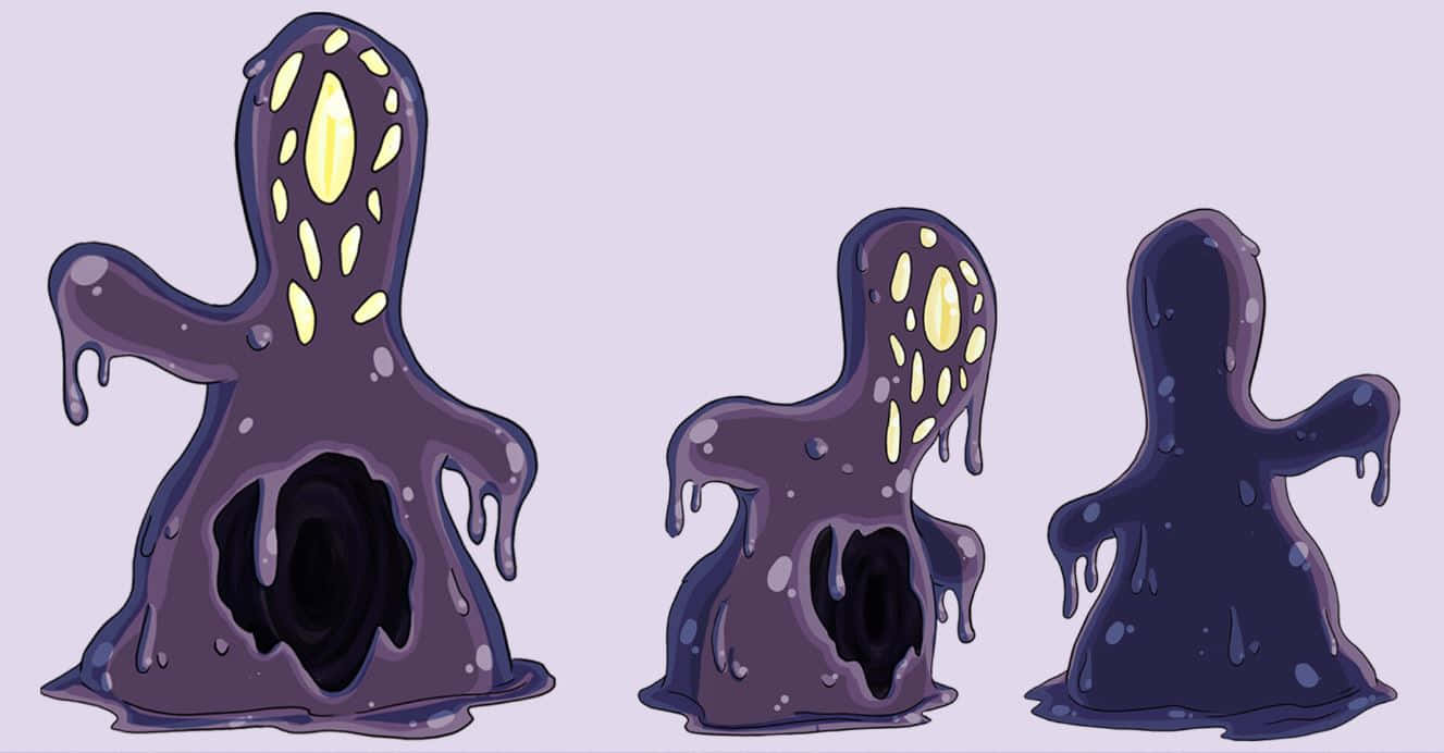 Halloween Slime, purple gooey creatures, glowing yellow spots, HD Desktop Wallpaper