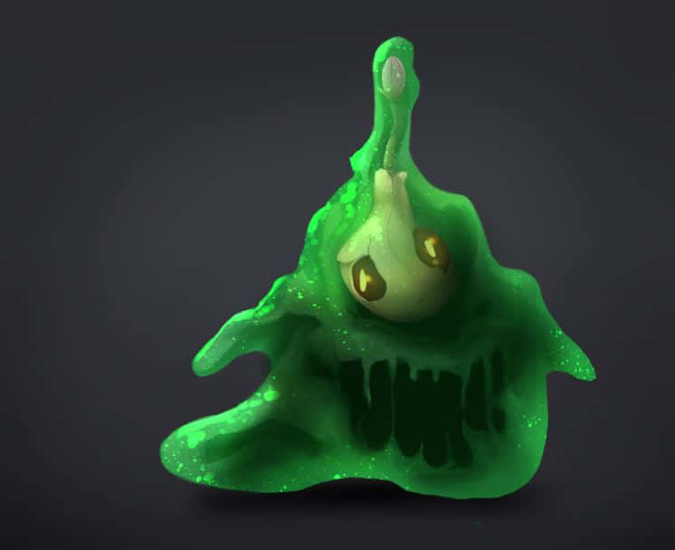 Halloween Slime, glowing green slime, golden eyes, SD Desktop Wallpaper