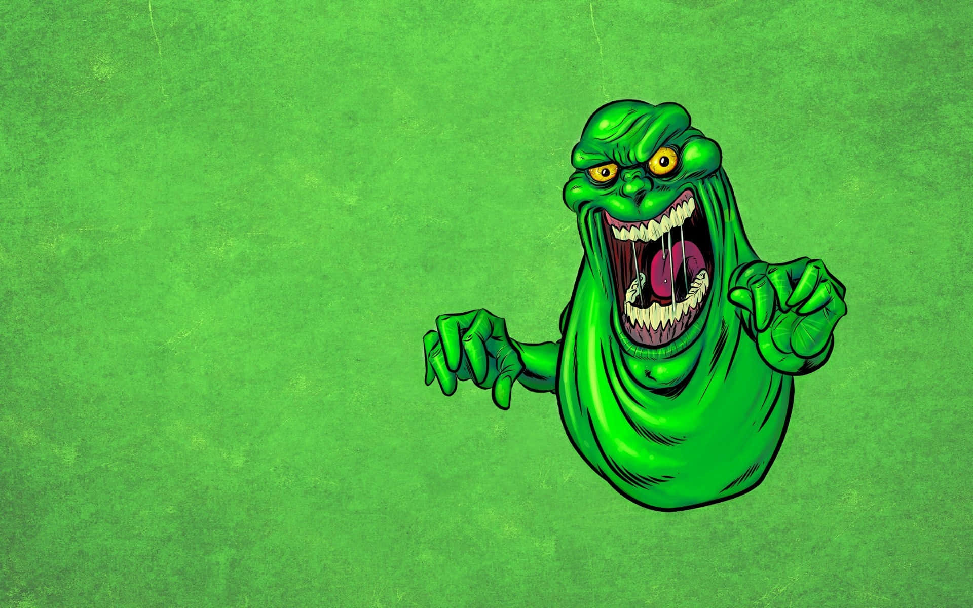 Halloween Slime, cartoonish green ghost, yellow eyes, Full HD Desktop Wallpaper