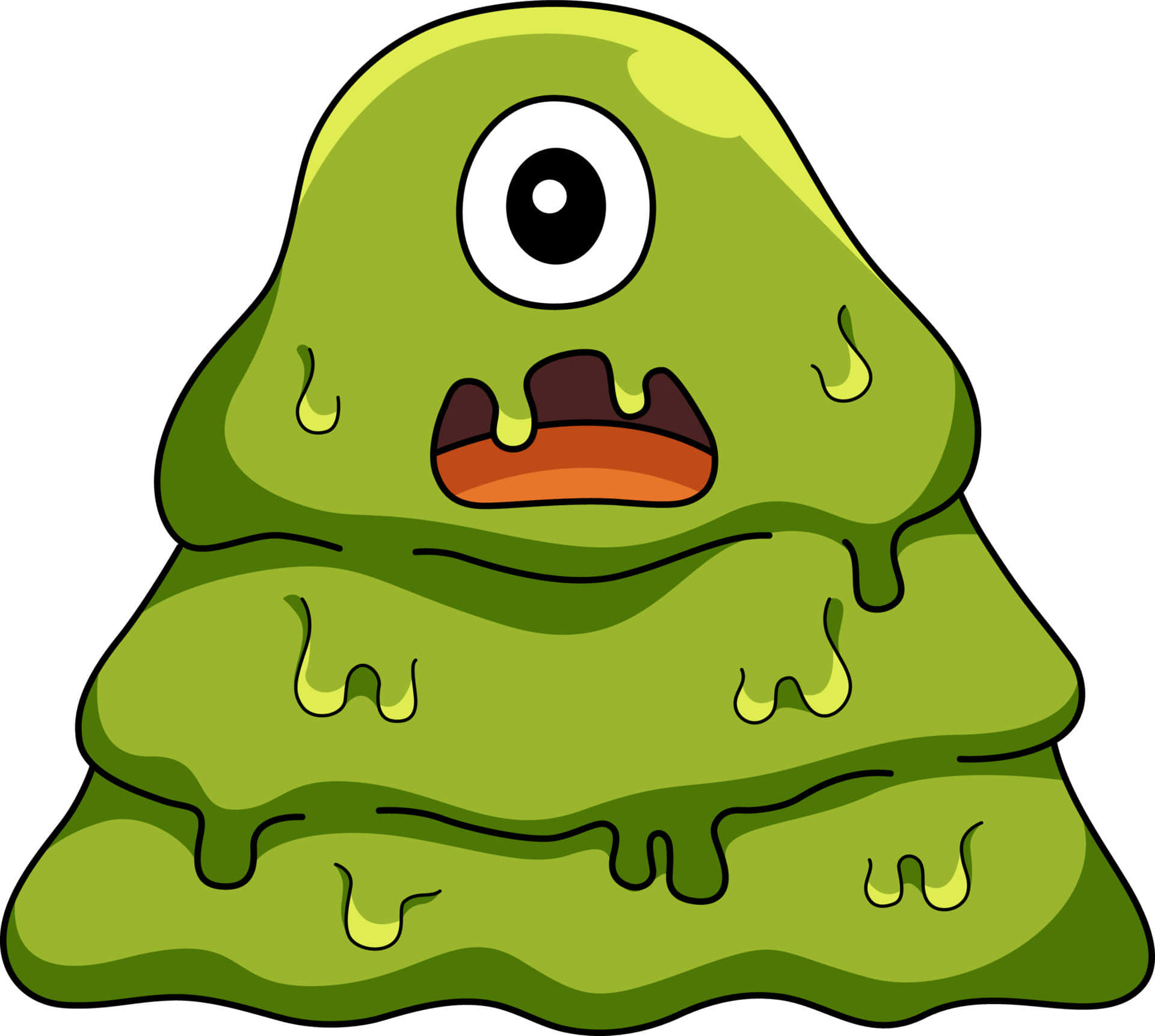 Halloween Slime, green one-eyed blob monster, dripping slime droplets, Full HD Desktop Wallpaper