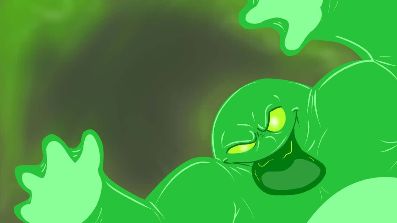 Halloween Slime, green ghost, glowing eyes, HD Desktop Wallpaper