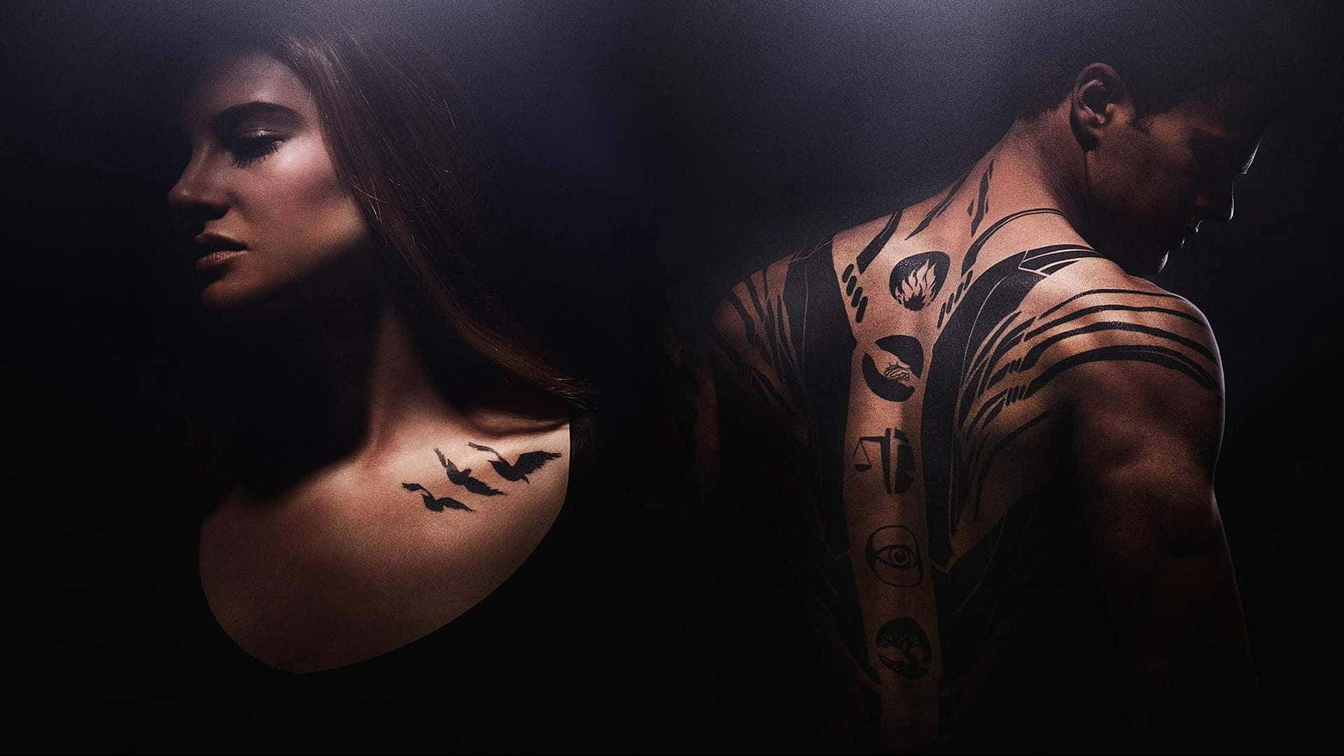Halloween Tattoos, man, woman, Full HD Desktop Wallpaper