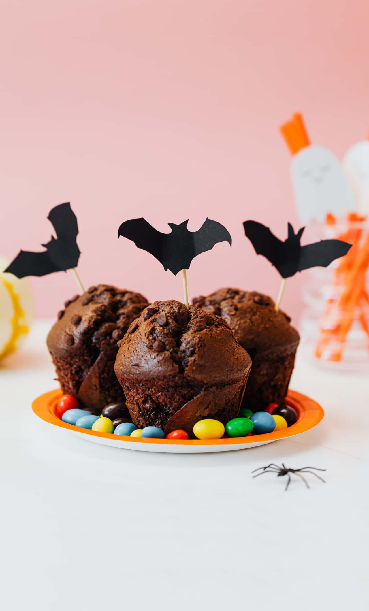 bat picks, colorful candies, pink background, Full HD Phone Wallpaper