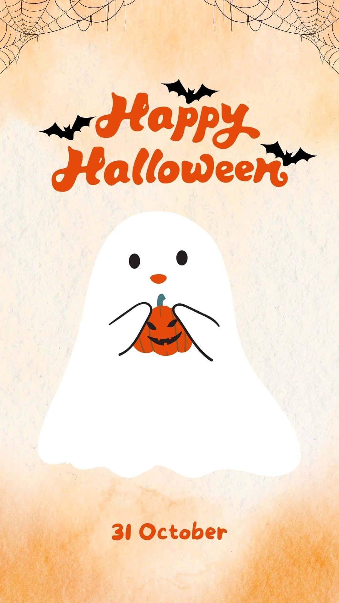 October 31st, white ghost, jack-o-lantern, Full HD Phone Wallpaper