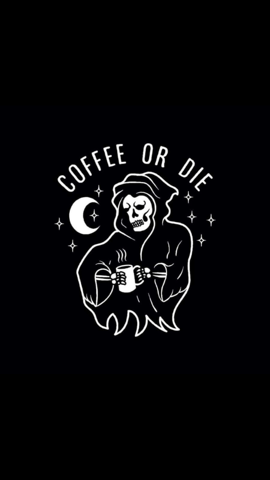 grim reaper, white line-art, steaming coffee mug, HD Phone Wallpaper