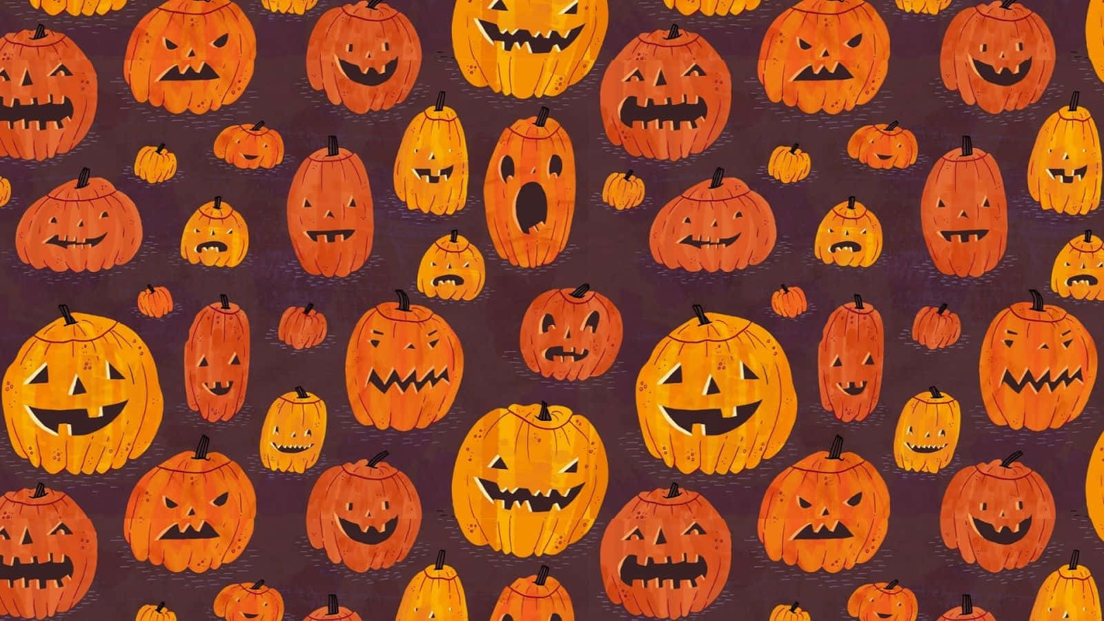 Halloween Tumblr Aesthetic, orange jack-o'-lanterns, spooky expressions, HD Desktop Wallpaper