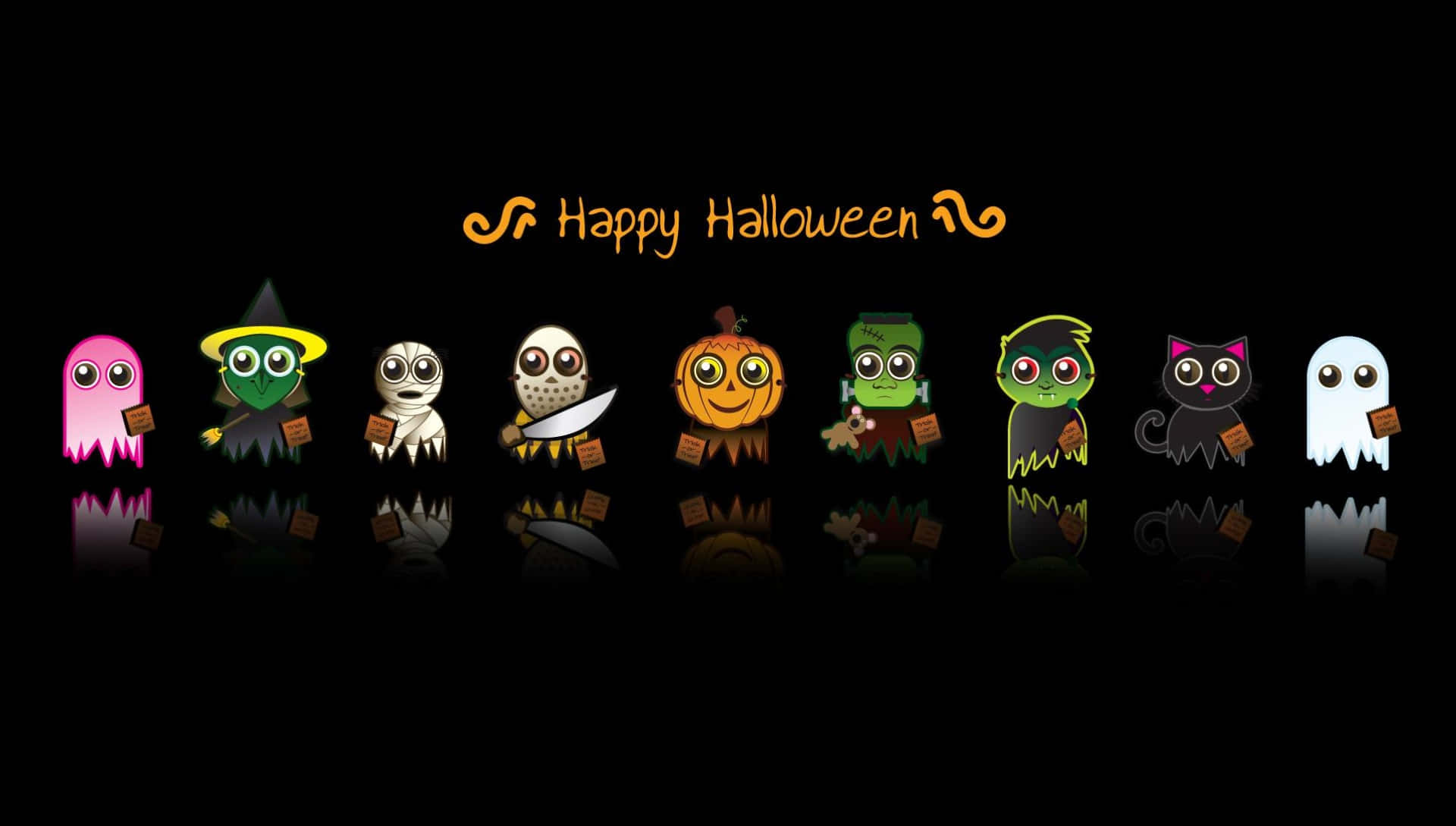 Halloween Tumblr Aesthetic, glowing eyes, black reflective surface, Full HD Desktop Wallpaper