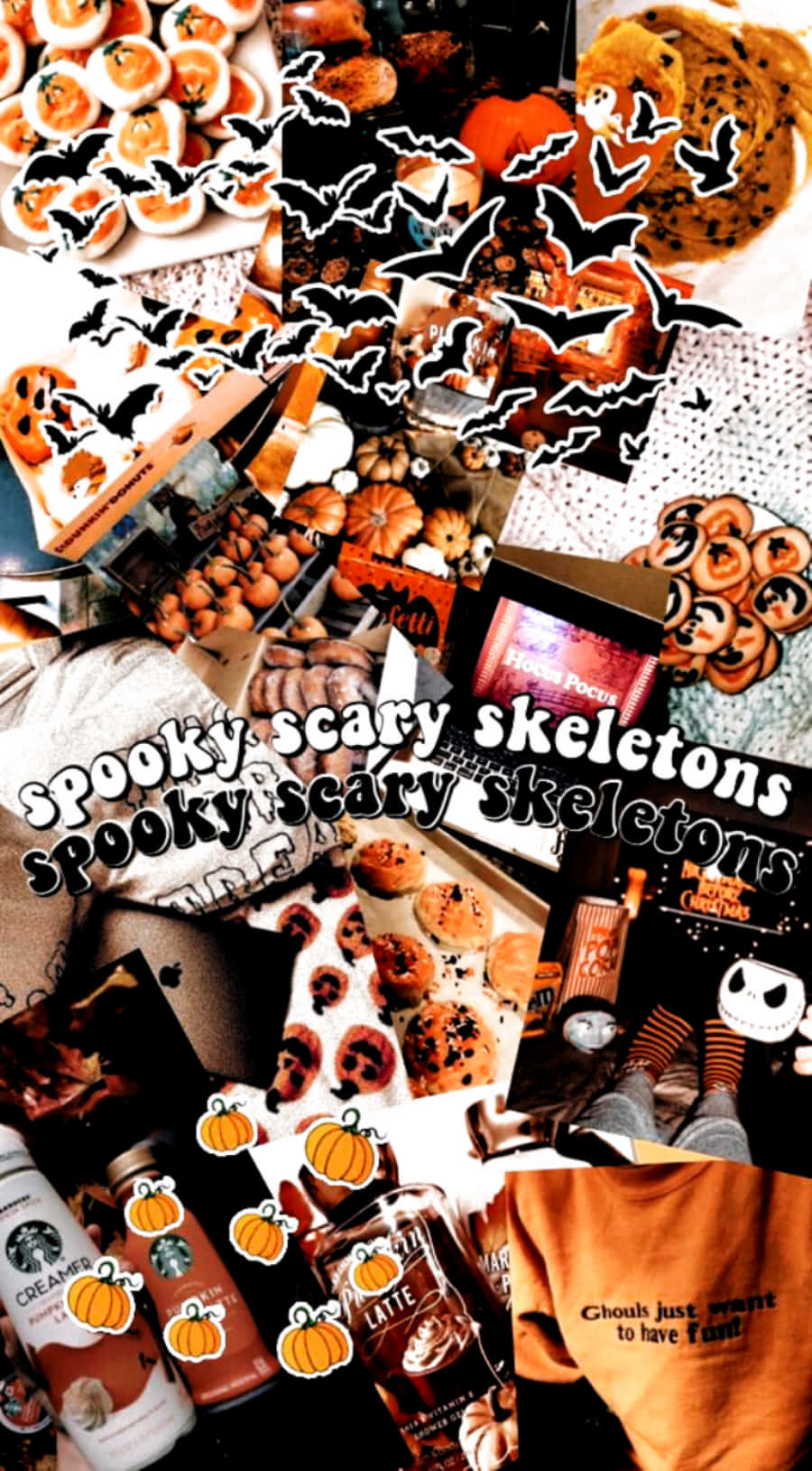 Halloween Tumblr Aesthetic, pumpkins, bats, HD Phone Wallpaper