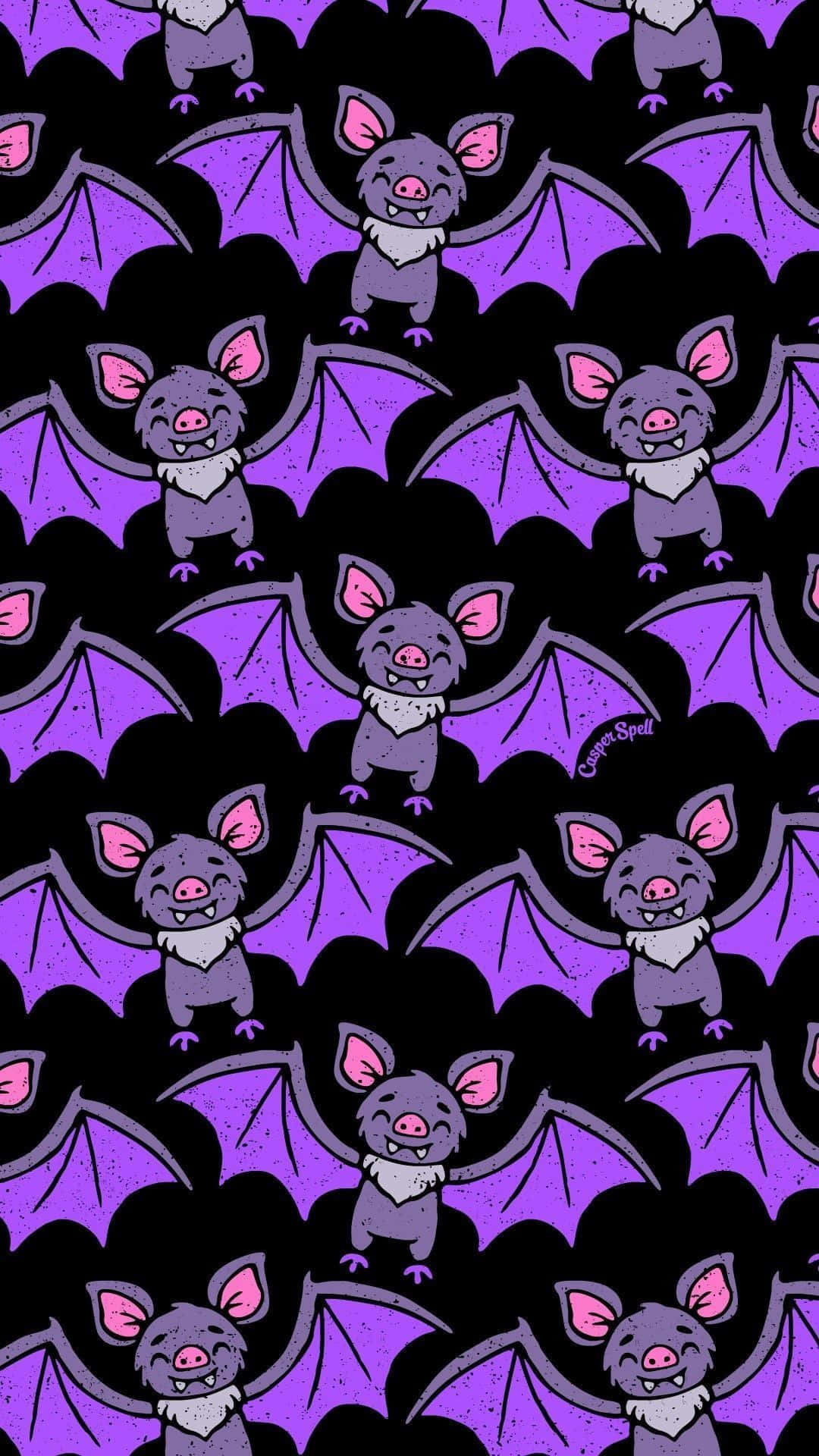 Halloween Tumblr Aesthetic, violet bat pattern, purple cartoon bats, Full HD Phone Wallpaper