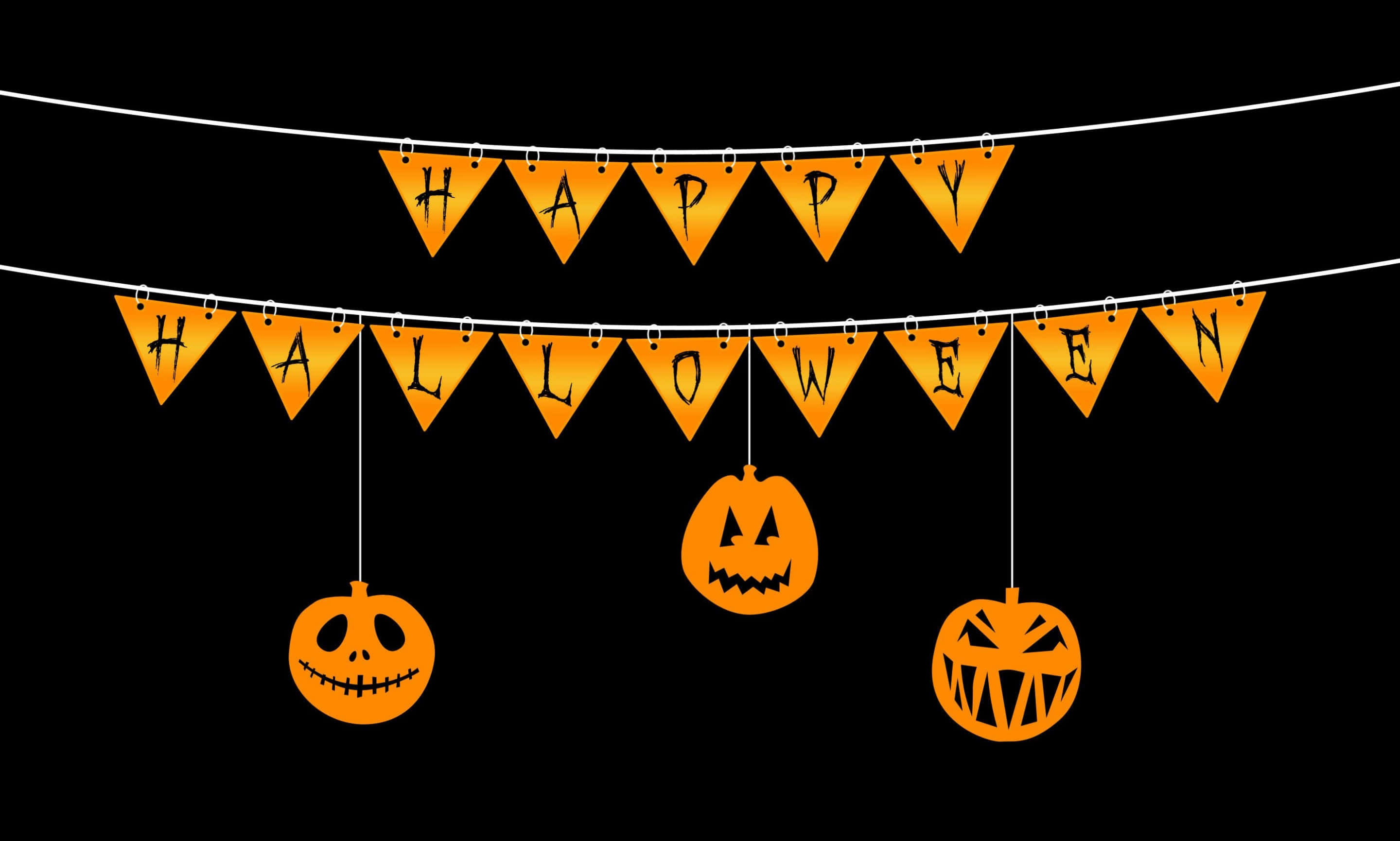 Halloween Tumblr Aesthetic, bright orange, jack-o'-lanterns, 2K Desktop Wallpaper