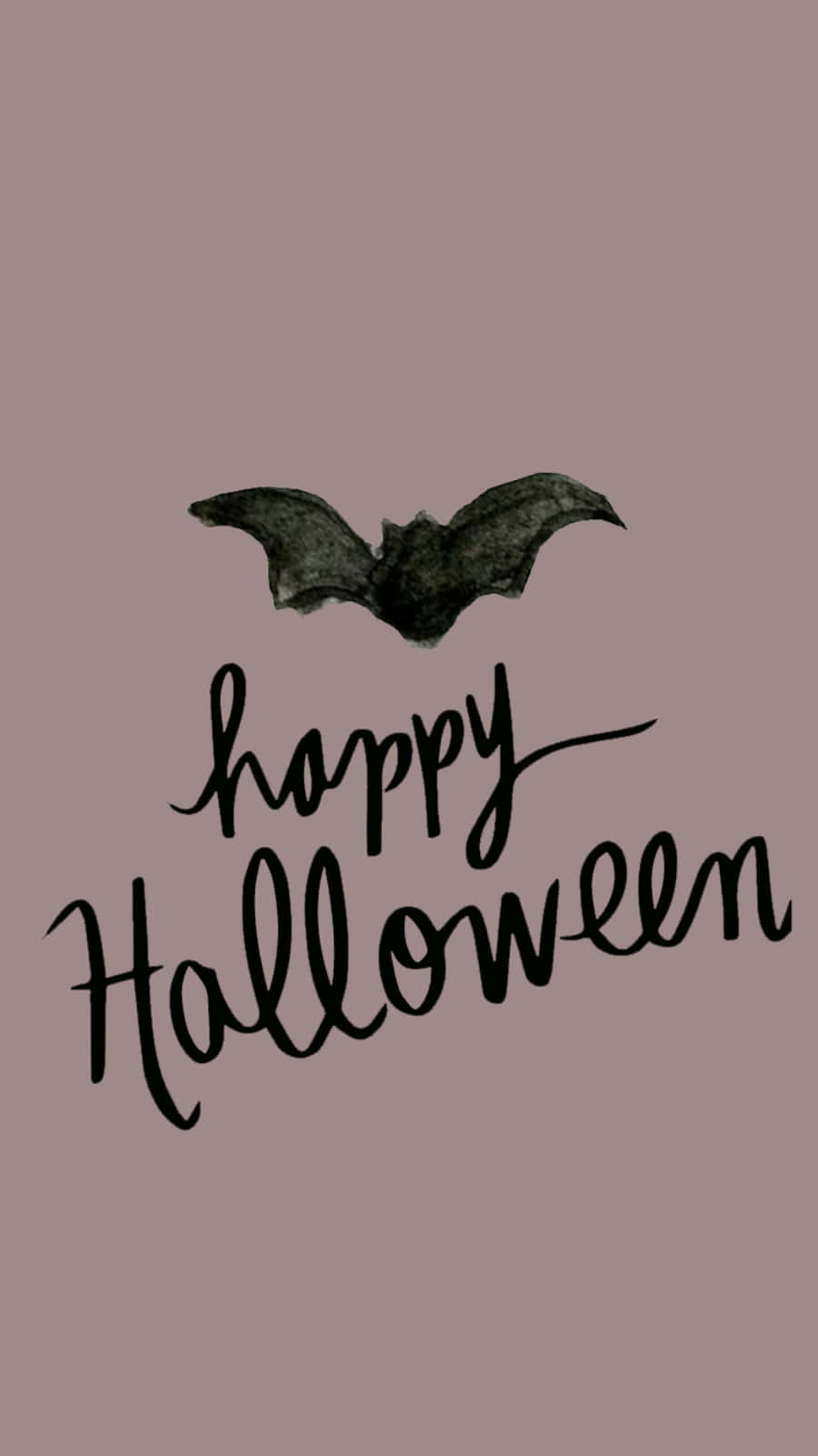 watercolor bat, elegant black script, happy halloween, HD Phone Wallpaper