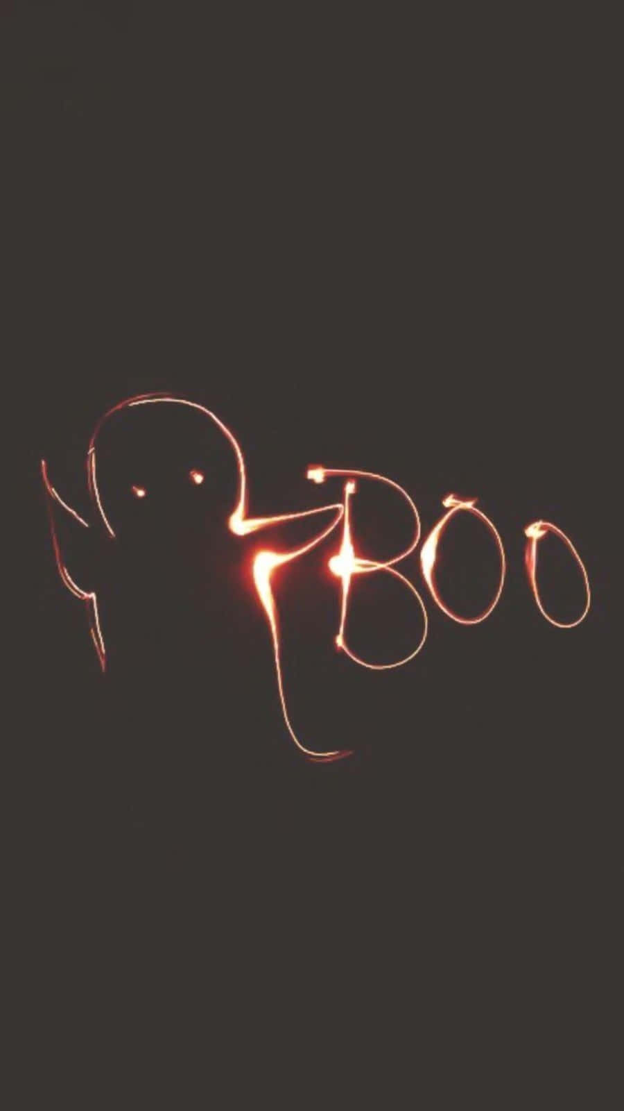 Halloween Tumblr Aesthetic, glowing orange ghost, word BOO, HD Phone Wallpaper