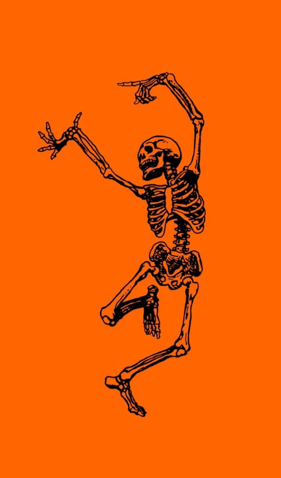 Halloween Tumblr Aesthetic, black line-art skeleton, dances joyfully, HD Phone Wallpaper