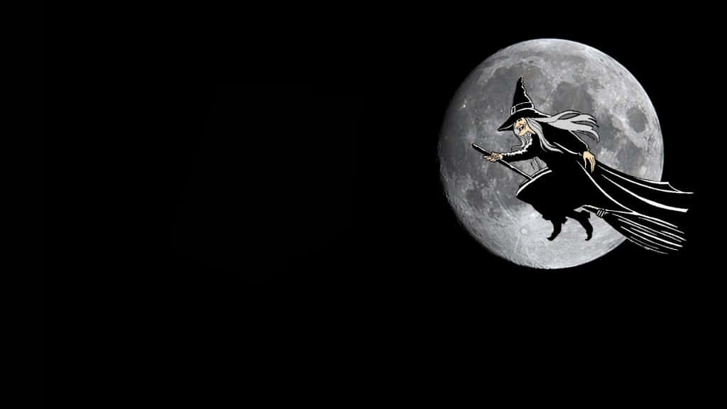 witch, pointed hat, broomstick, SD Desktop Wallpaper