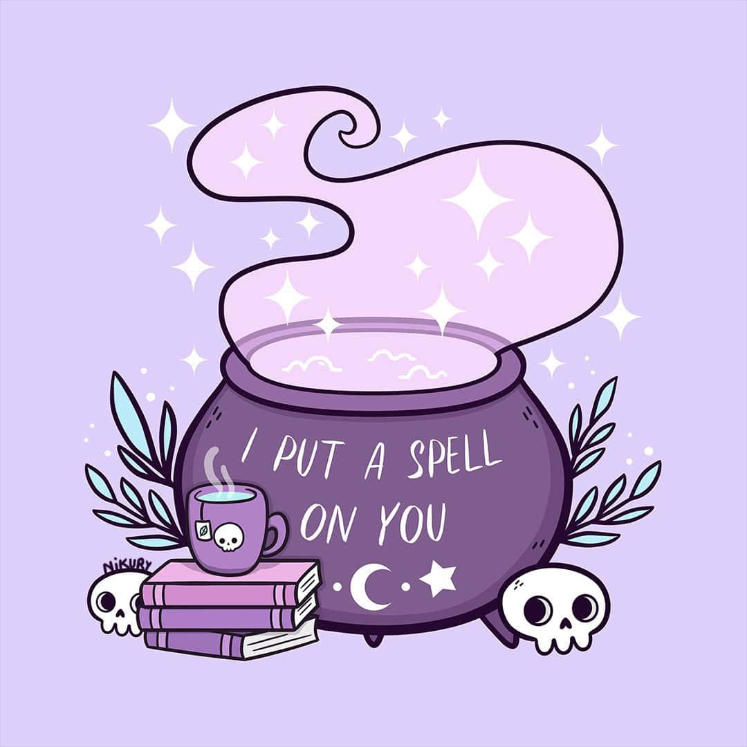 witch, cauldron, skull mug, SD Desktop Wallpaper