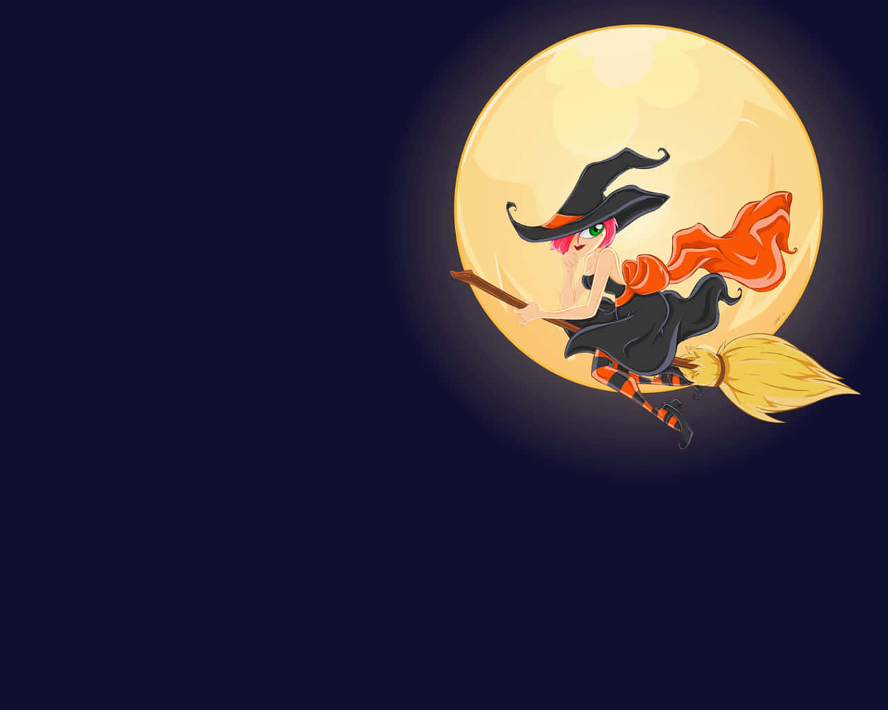 Halloween Witch Aesthetic, cartoon witch, pink hair, HD Desktop Wallpaper