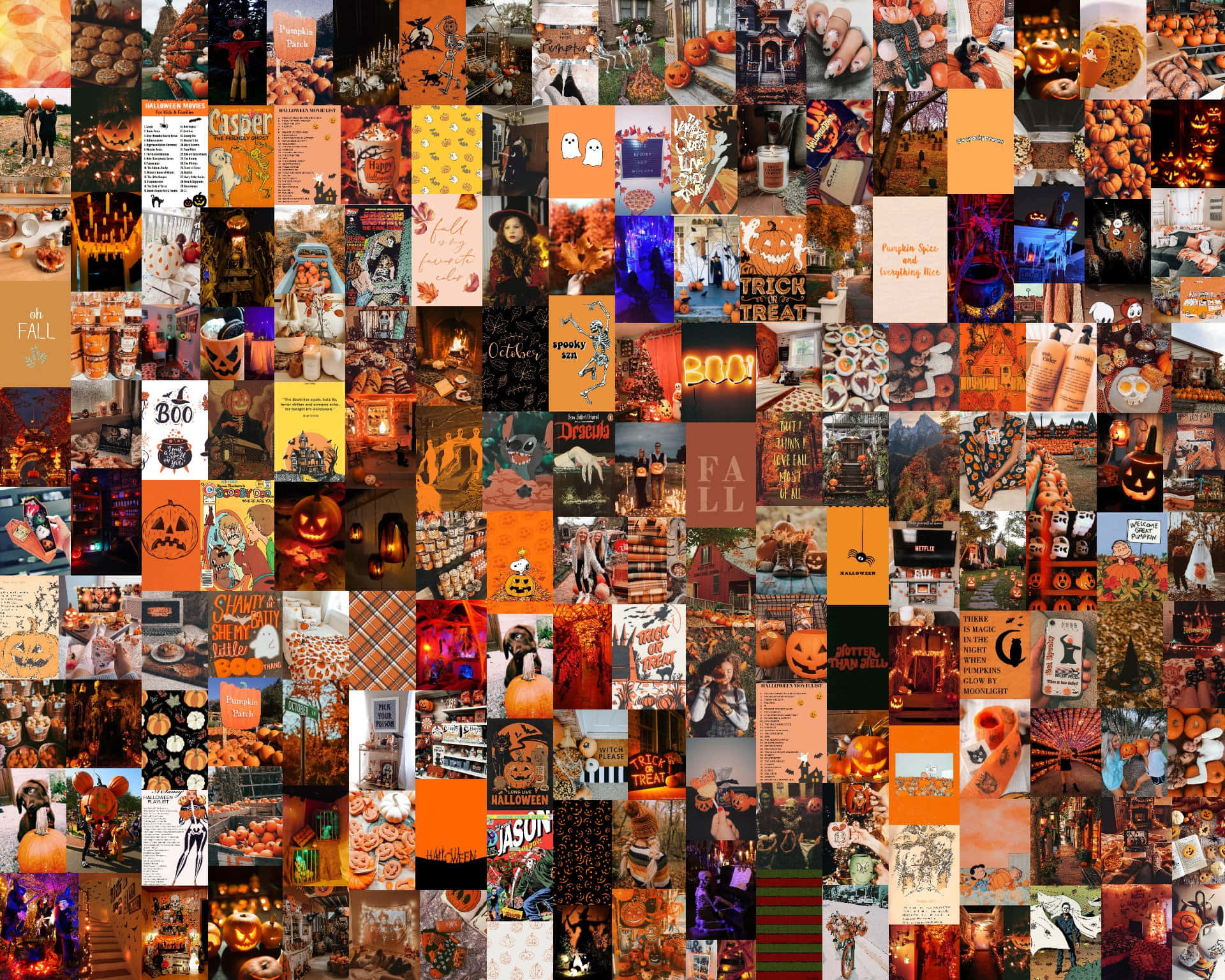 Halloween Witch Aesthetic, pumpkins, jack-o-lanterns, Full HD Desktop Wallpaper