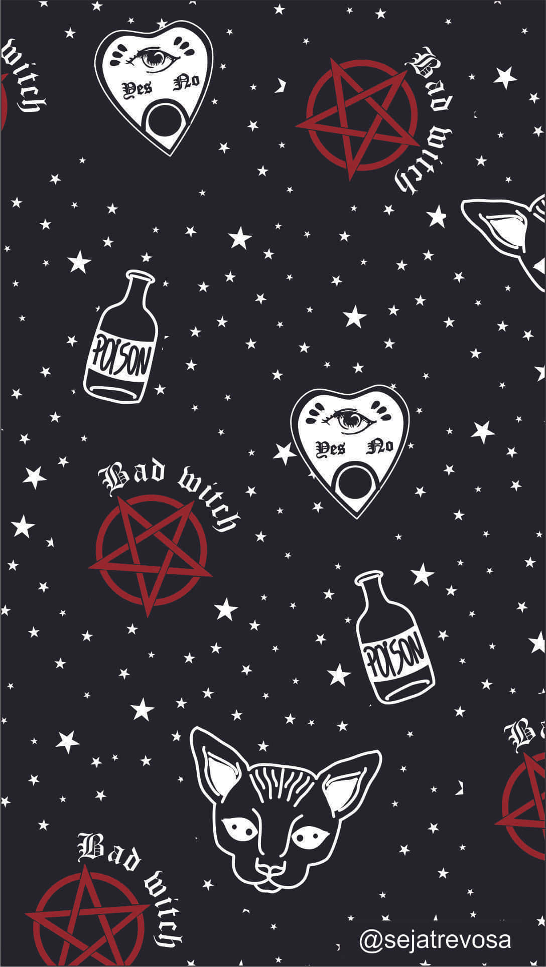 Halloween Witch Aesthetic, starry background, white witch symbols, Full HD Phone Wallpaper