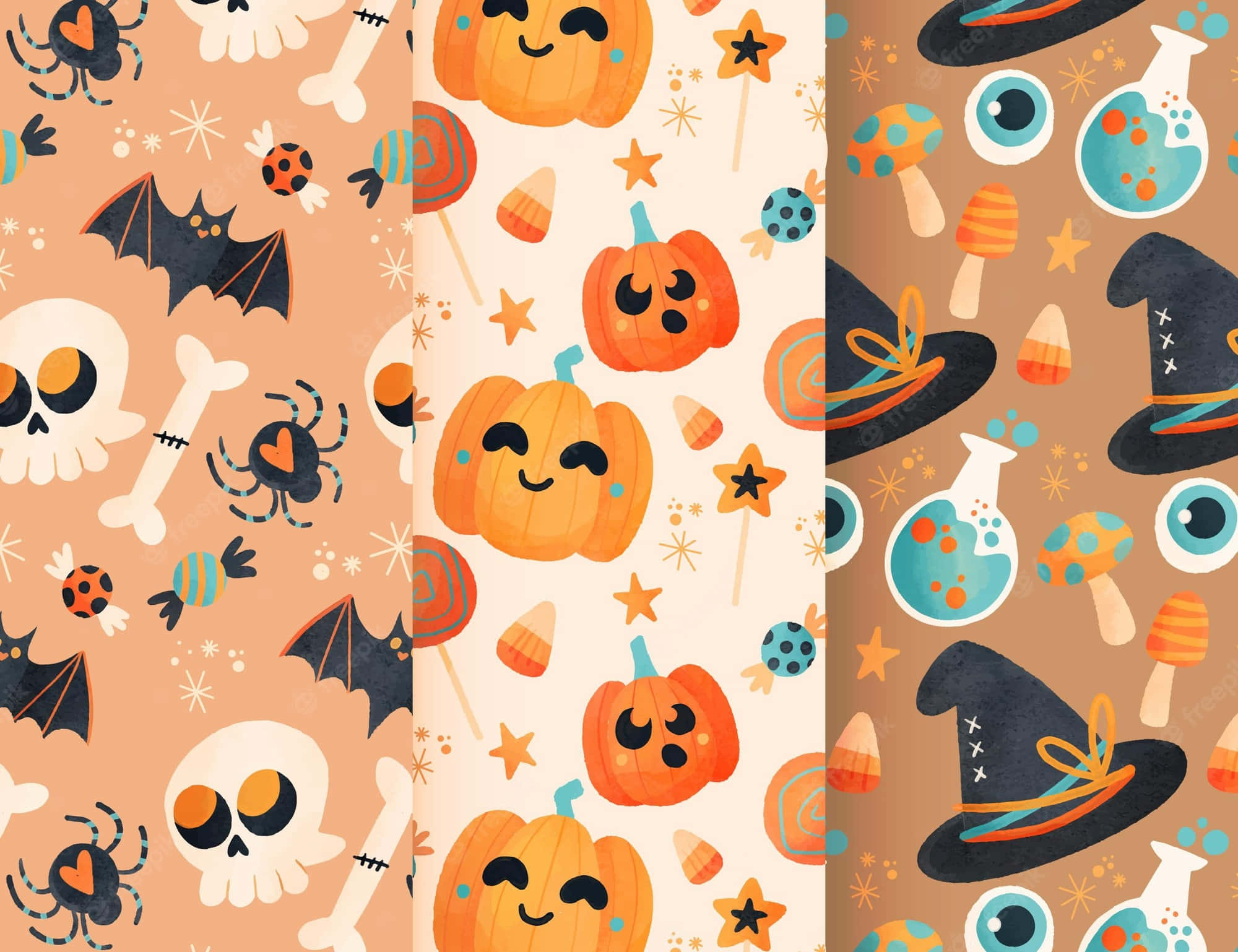 Halloween, pumpkins, ghosts, Full HD Desktop Wallpaper