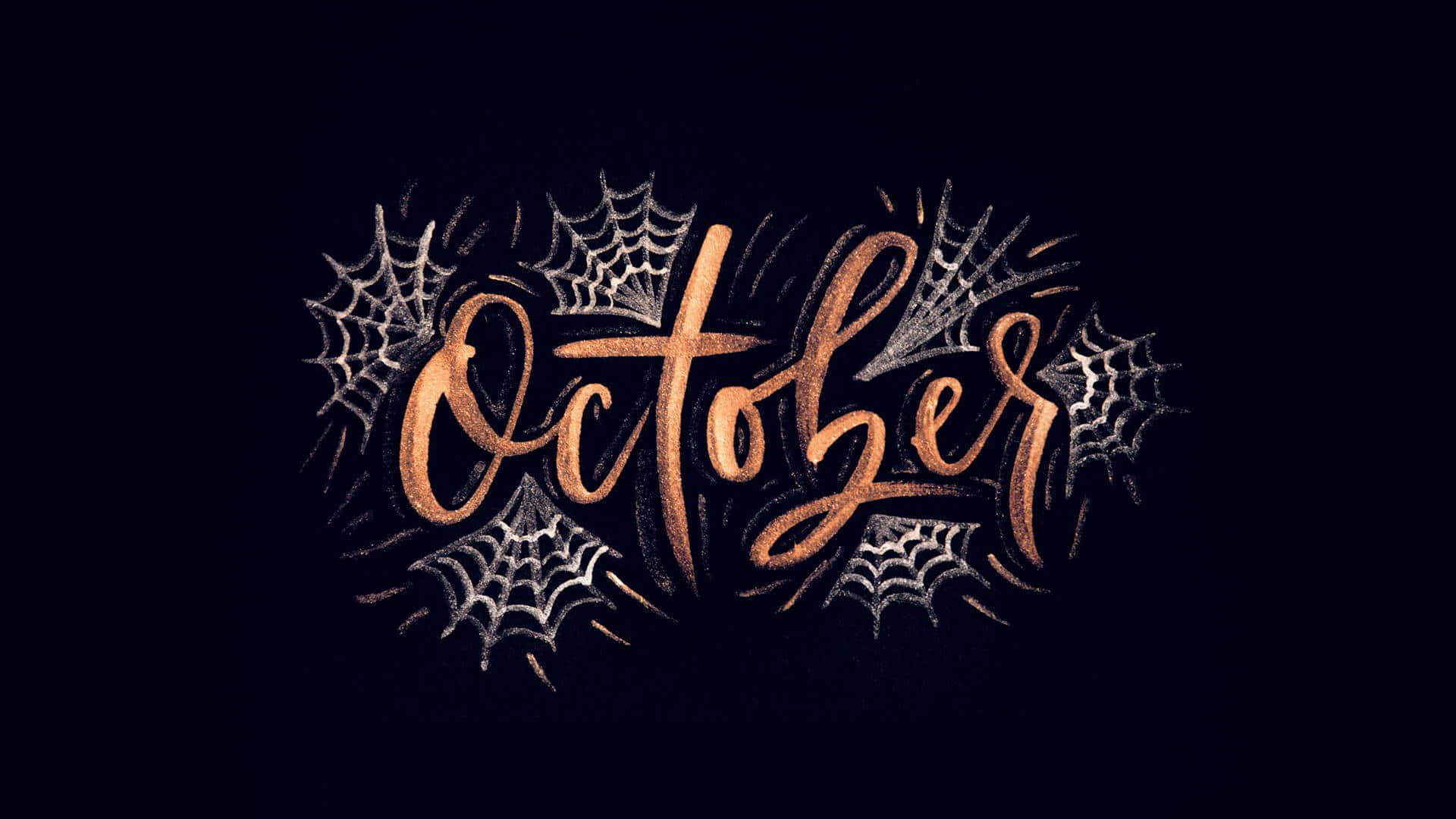 October, copper script, silver spiderwebs, Full HD Desktop Wallpaper