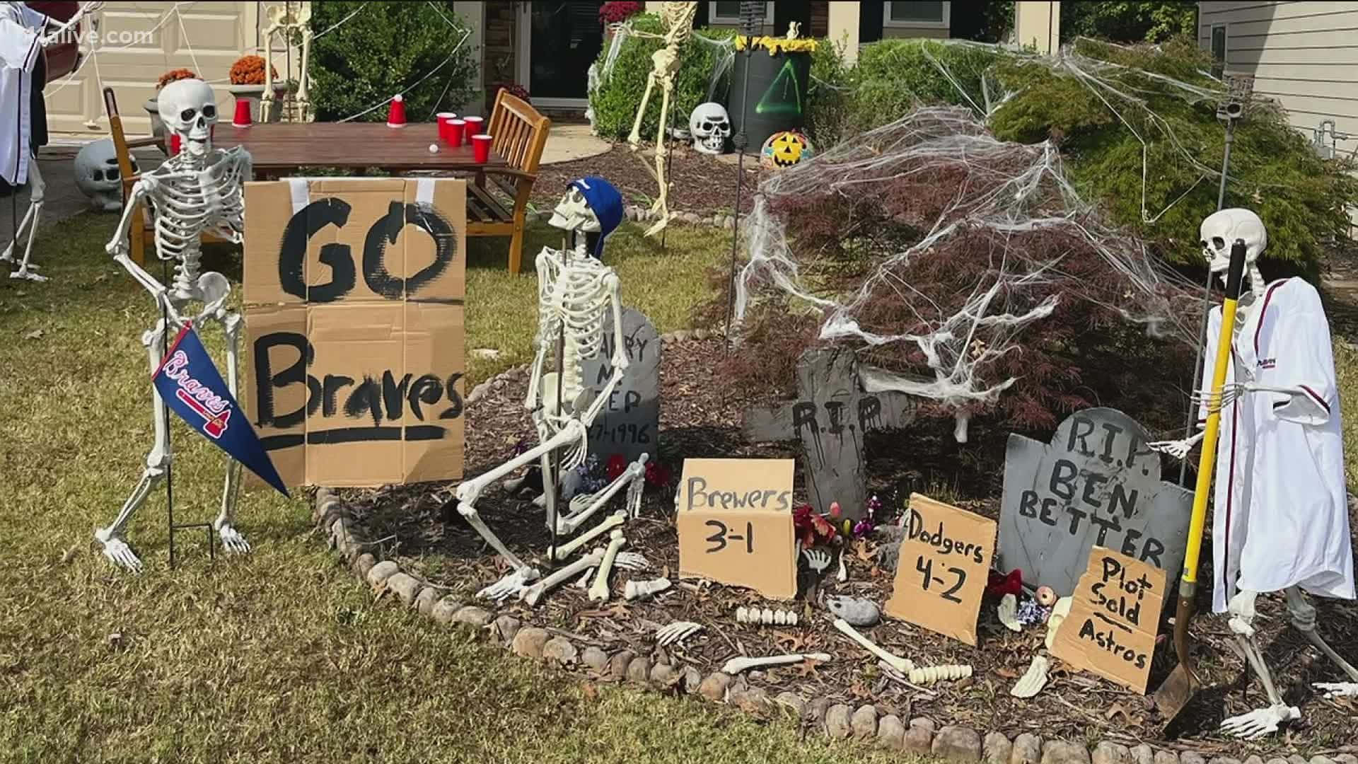 Halloween Yard Decorations, skeletal figures, Halloween costumes, Full HD Desktop Wallpaper