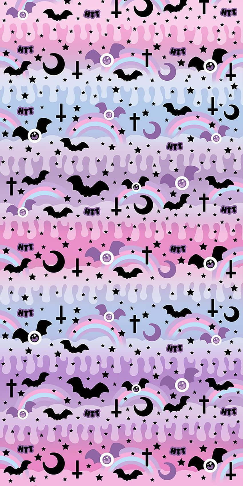 pastel pink, pastel purple, black bats, HD Phone Wallpaper