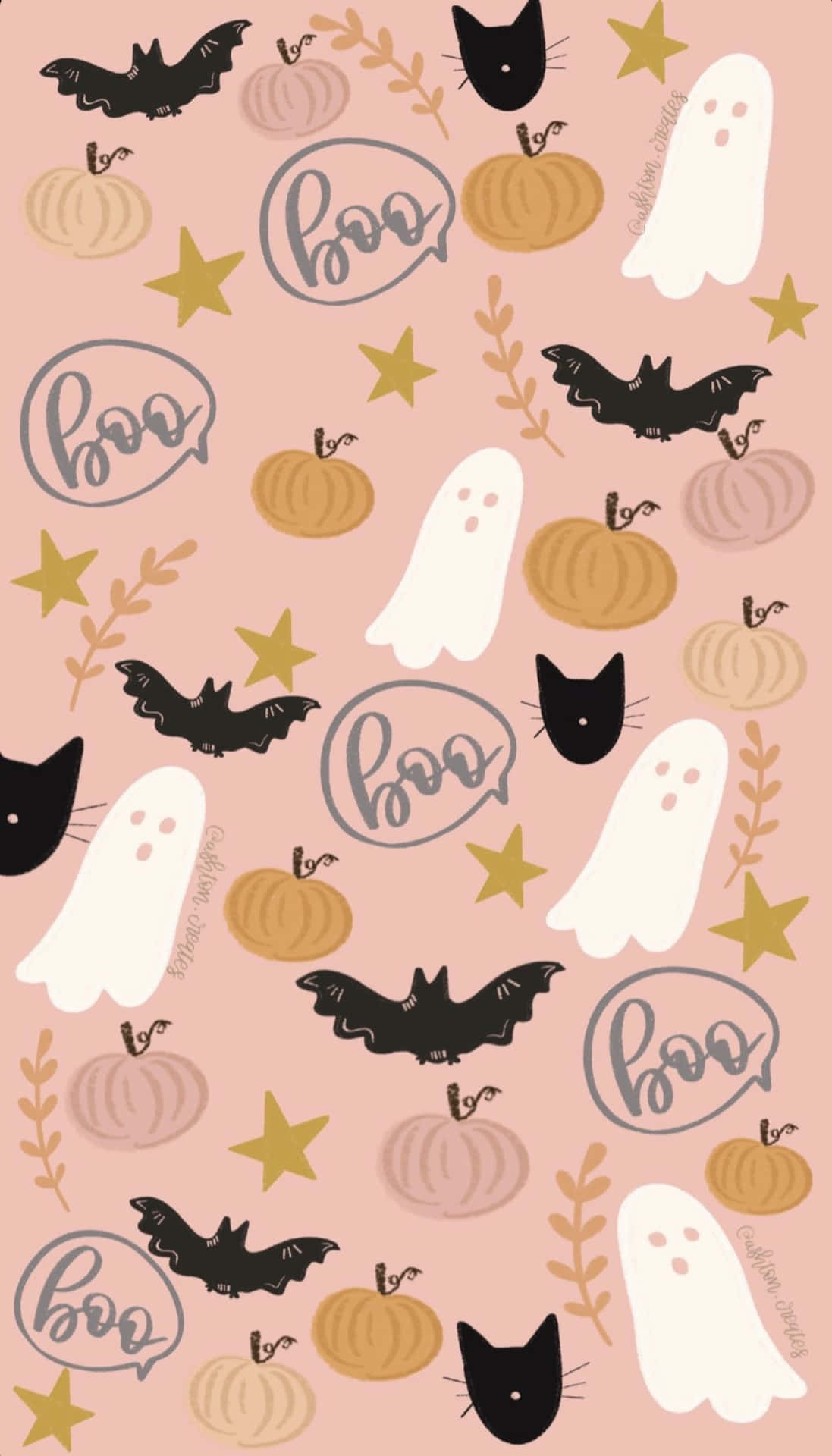 pastel pink, ghosts, bats, Full HD Phone Wallpaper