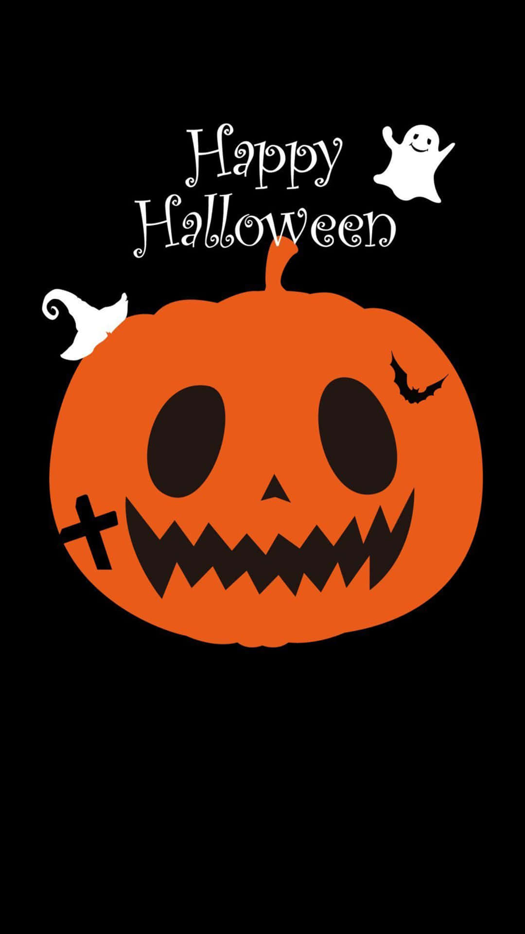 jack-o'-lantern, black background, Happy Halloween, Full HD Phone Wallpaper