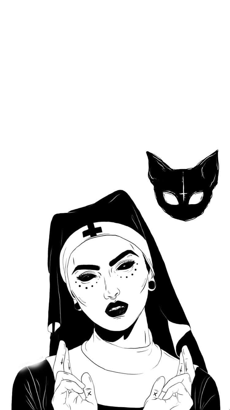 nun, dark makeup, finger tattoos, HD Phone Wallpaper