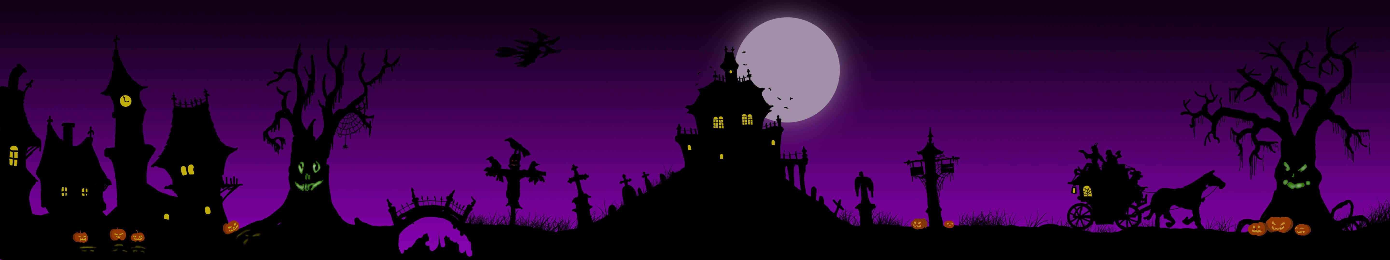 haunted mansion, pumpkins, full moon, 5K Desktop Wallpaper