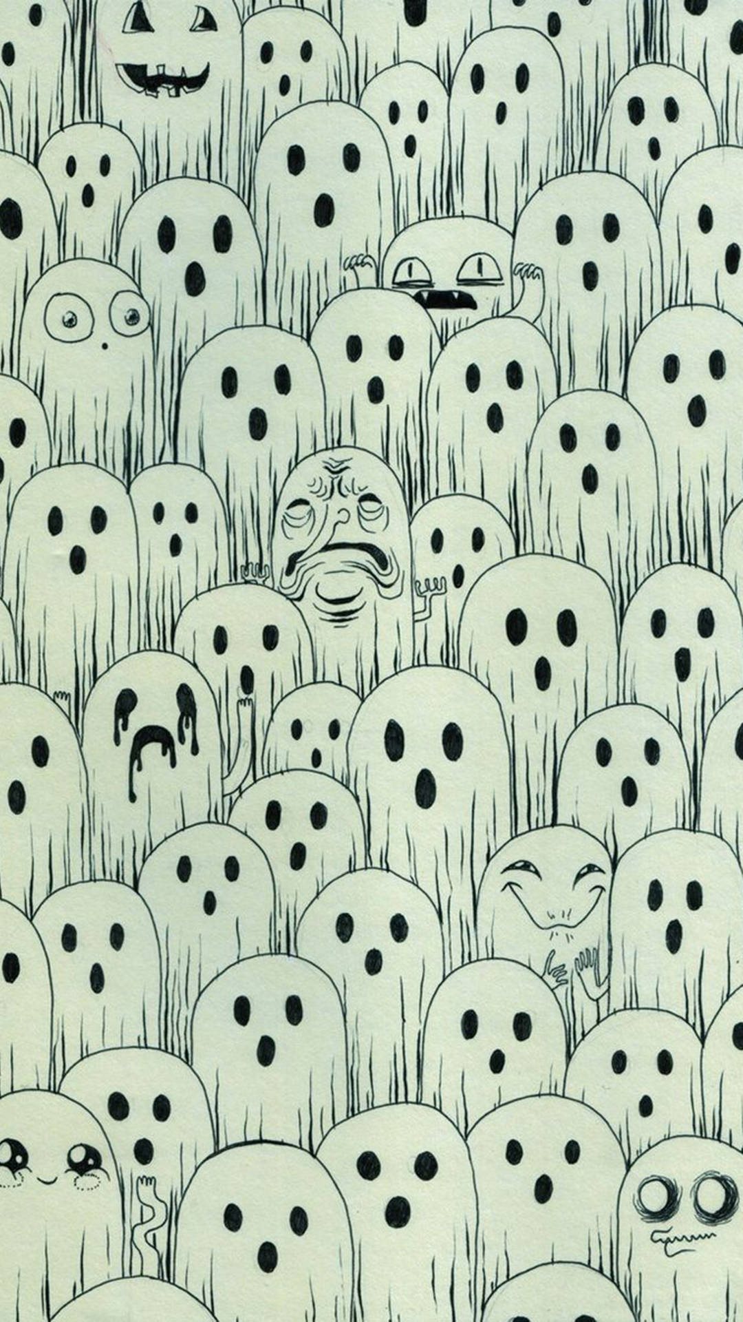 Halloween, grunge, ghosts, Full HD Phone Wallpaper