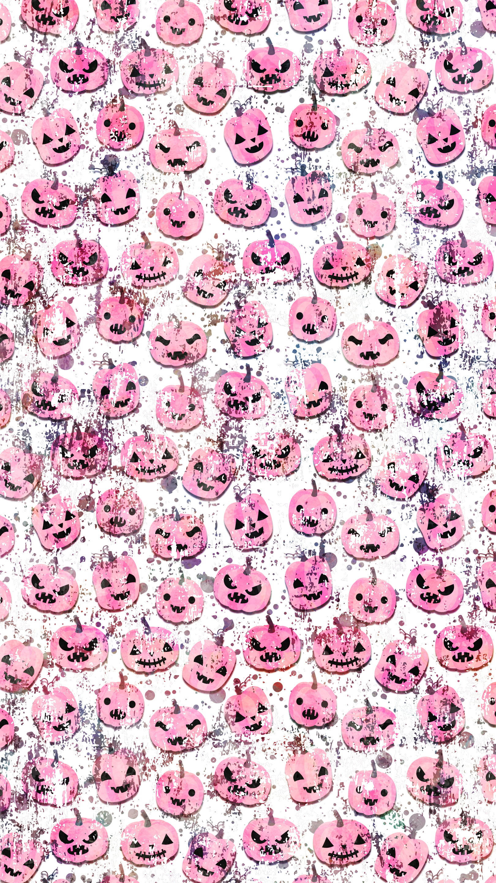 Halloween, grunge, pink pumpkins, 2K Phone Wallpaper