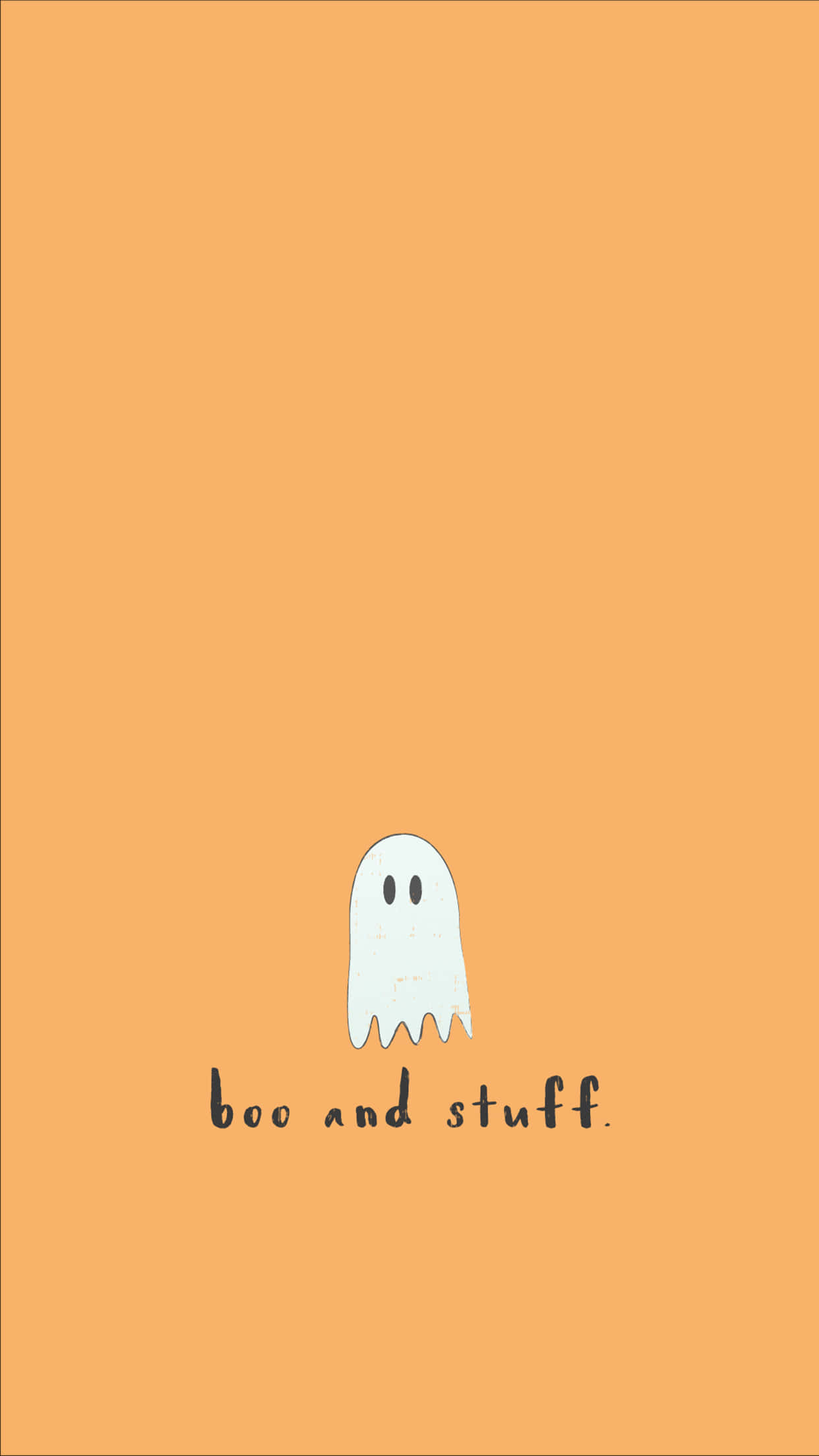 minimalist white ghost, two black eyes, solid orange background, Full HD Phone Wallpaper