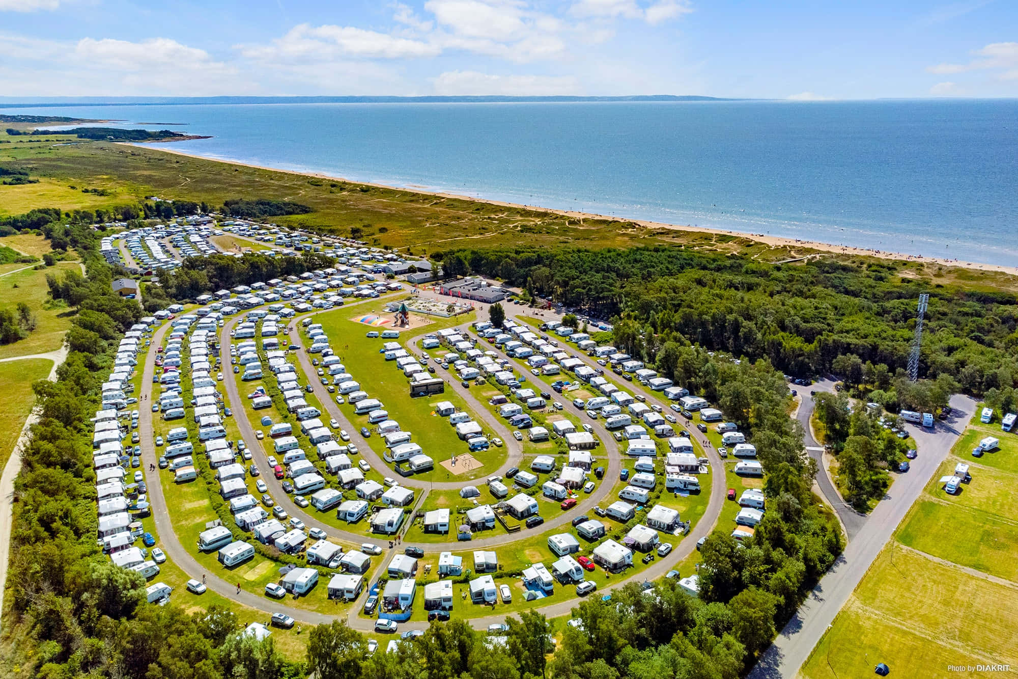 Halmstad, coastal campsite, aerial view, Full HD Desktop Wallpaper