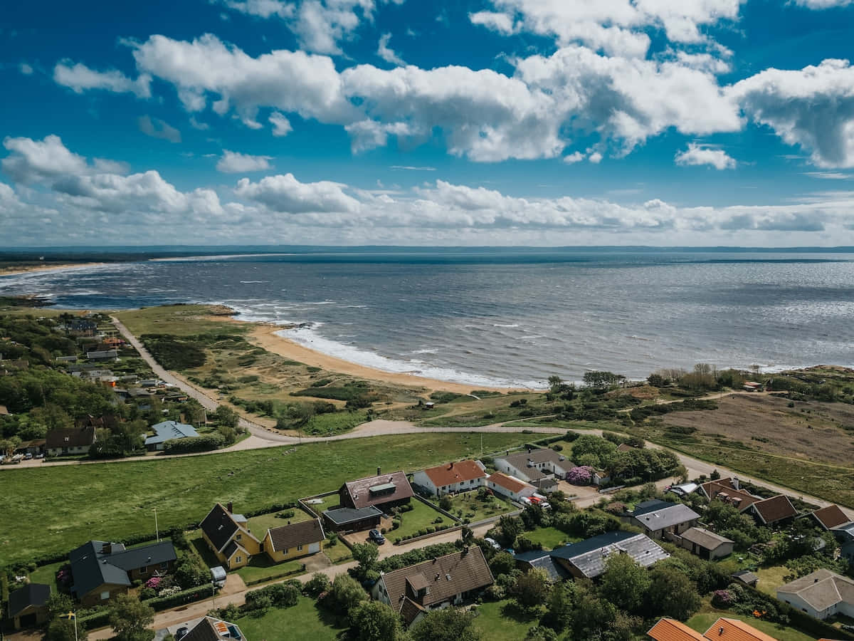 Halmstad, coastal village, colorful houses, SD Desktop Wallpaper